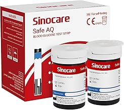 Sinocare Safe AQ Strisce per Glicemia, Senza Lancetta, Strisce Reattive Adattabili solo a Safe AQ Smart e Voice (50 Pezzi)