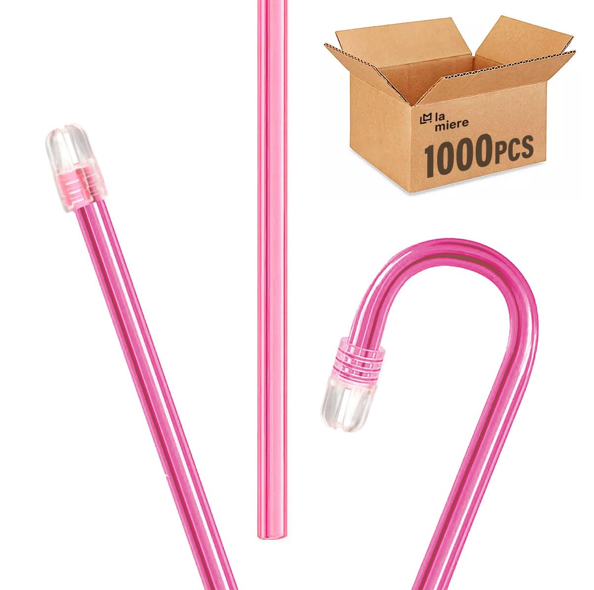 LA MIERE 1000 Dental Saliva Ejectors Disposable - Medical Grade Latex Free Evacuation Suction Tips - Flexible Tube with Tip Crystal Pink