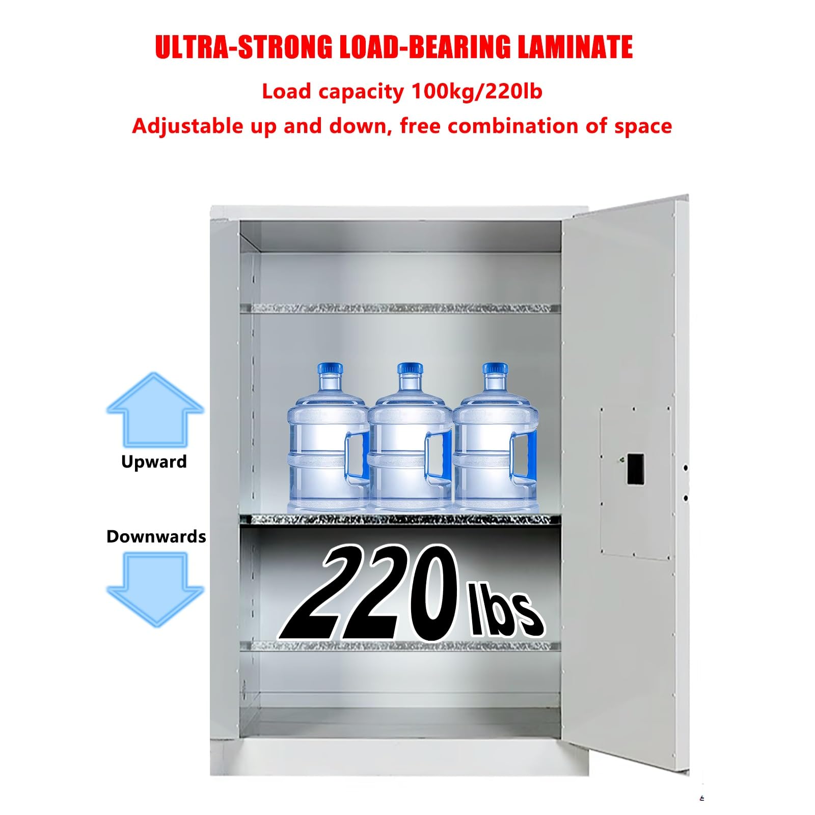 Armario de Seguridad for Productos inflamables,con Cerradura de combinación,165 x 46 x 59cm, con 2 estantes Ajustables,Adecuado for la Industria, hospitales, garajes
