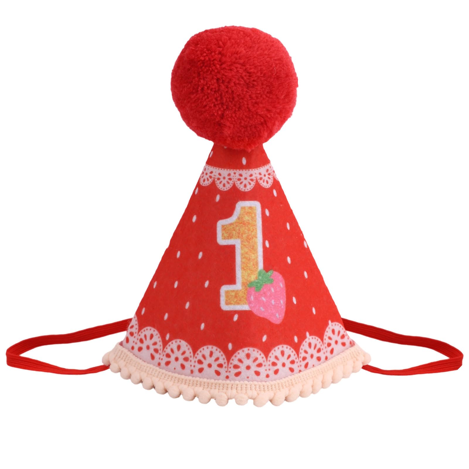 Chapeau de Premier Anniversaire Berry, Chapeau de 1er Anniversaire à Paillettes Roses Et Fraises Couvre-Chef d'Anniversaire Mignon pour Décoration de Fête de Baby Shower Accessoires Photo