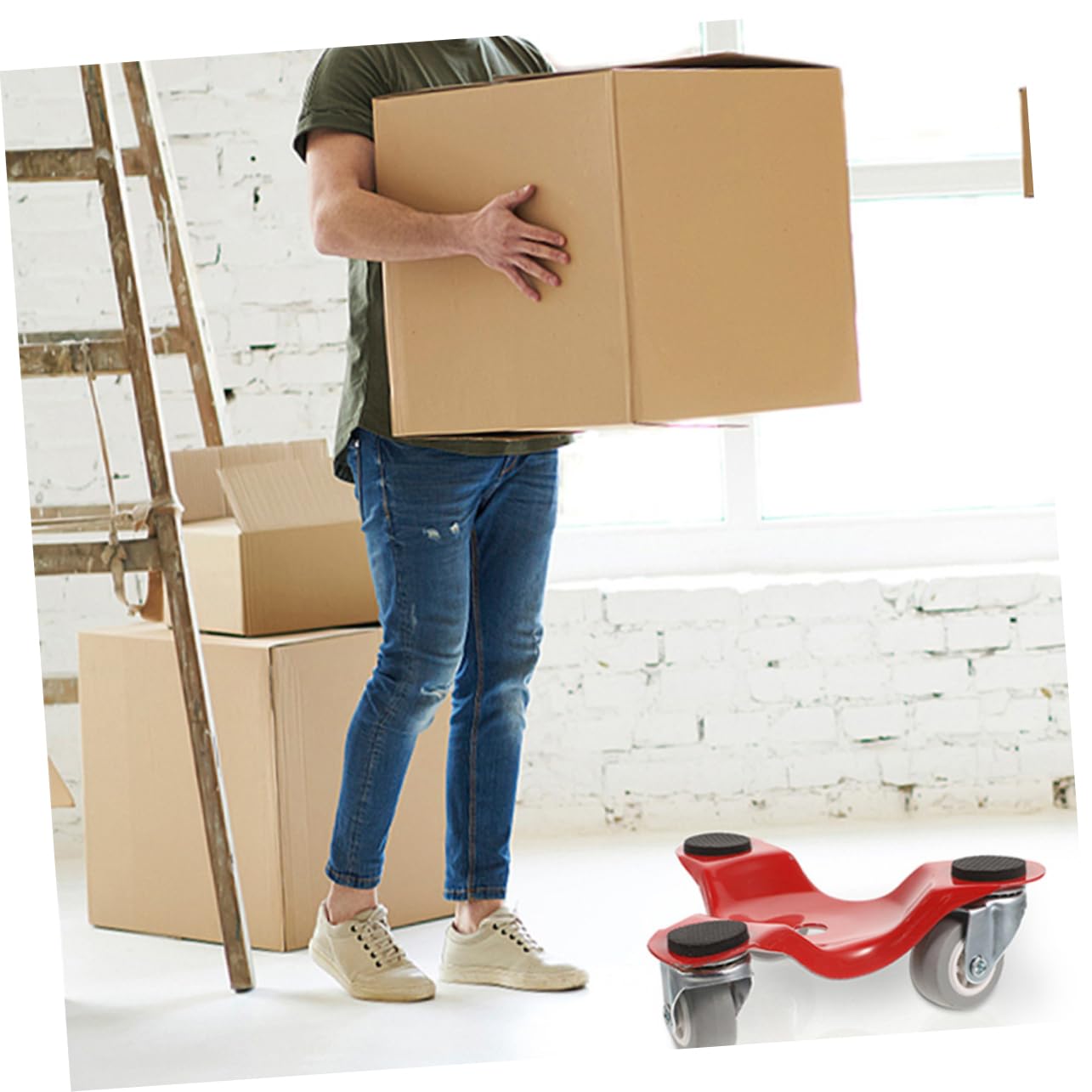 Operitacx Kit 3 Pezzi Spostamento Mobili Dolly Metallo a 3 Ruote Triangolare per Facilitare Trasloco di Mobili Pesanti e Proteggere Pavimento