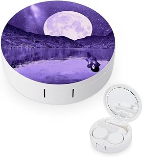 Purple Supermoon Contact Lens Travel Kit Portable Cute Contact Box with Mirror for Daily Outdoor