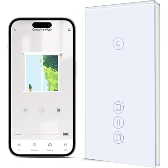 BSEED Alexa Light Switch with Roller Shutter Switch, WiFi Shutter Control, Single 1-Way WiFi Touch Switch, Blind Switch Compa