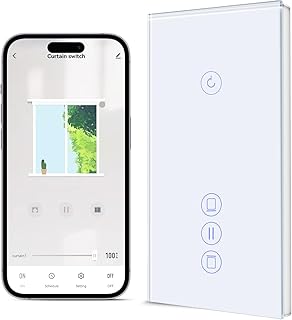 BSEED Alexa Lichtschalter mit Rolladenschalter, Wlan Rolladensteuerung, 1 Fach 1 Weg WiFi Touch Schalter Jalousienschalter kompatibel mit Smart Life/Tuya APP, Alexa und Google Home Weiß