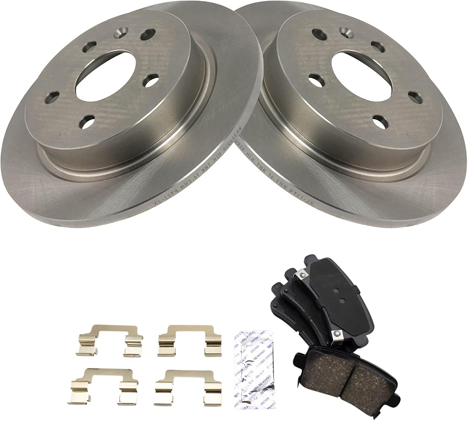 TRQ Rear Brake Pad and Rotor Set Ceramic Solid Rotors Compatible with 2012-2016 Buick LaCrosse 2011-2017 Regal 2013-2015 Chevrolet Malibu 2016 Malibu Limited
