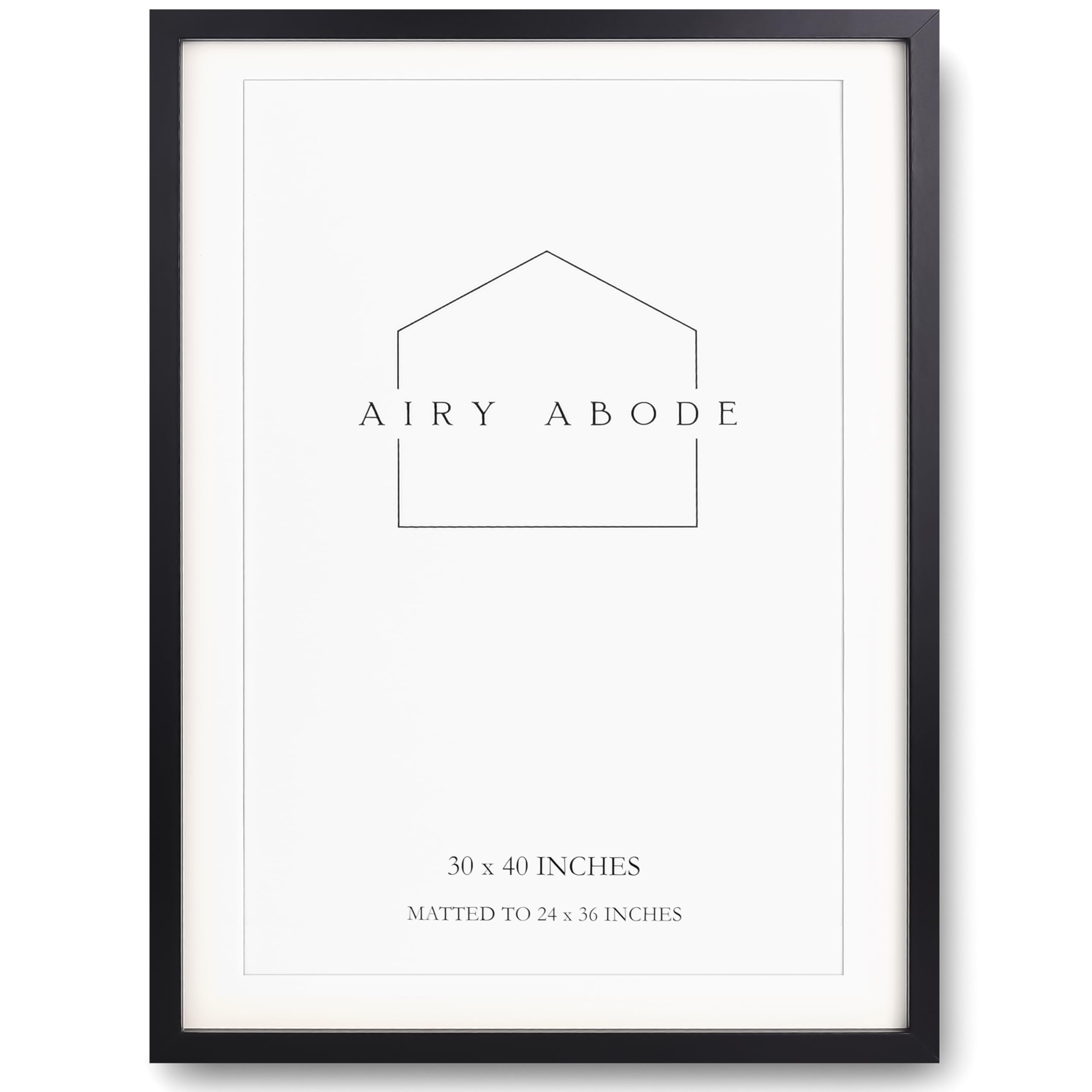 Premium Black Wood Picture Frame 30x40 Matted to 24x36 - Pick Your Size and Color