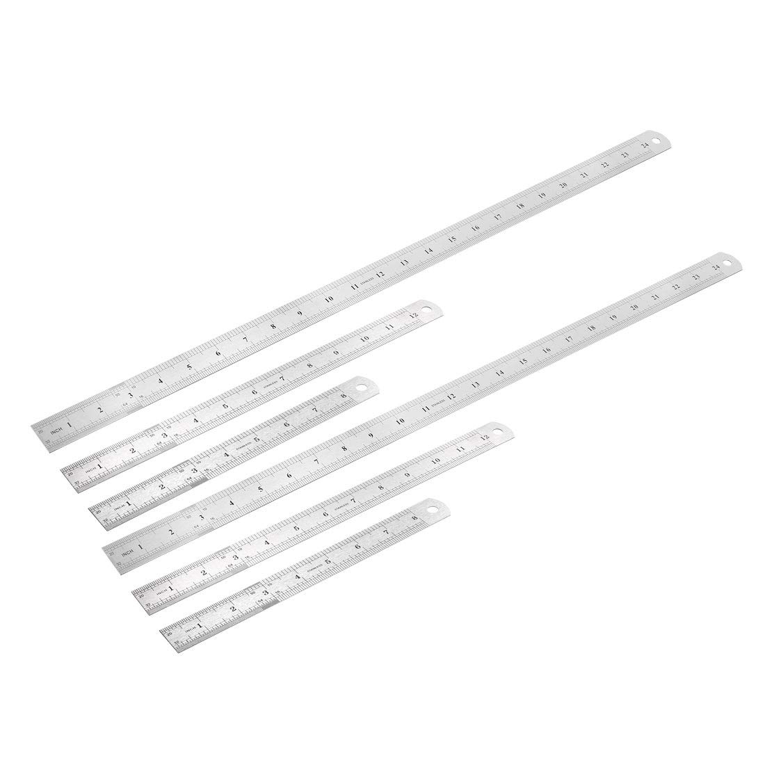 Buy 2 Set Steel Ruler, 8, 12, 24 inch Rulers, Metal Ruler, Ruler Inches