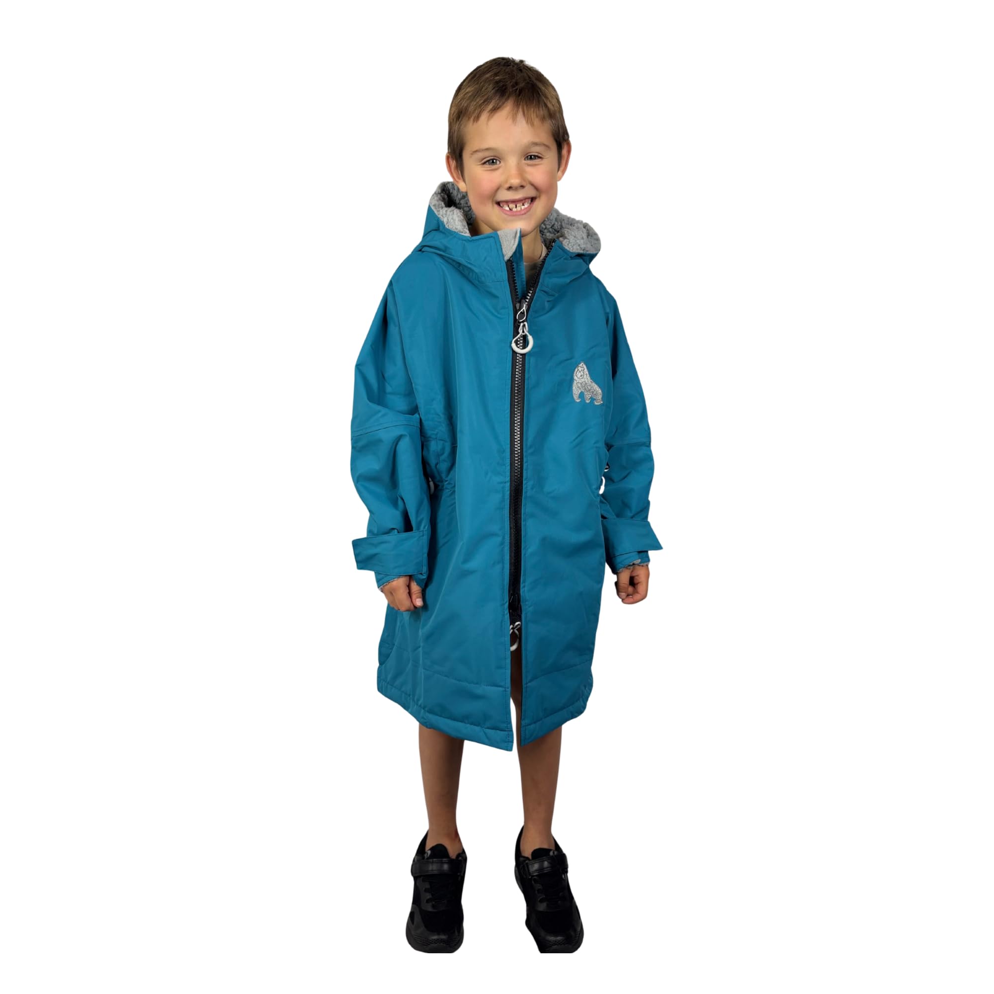 Gorilla Robes Blue Kids Eco Waterproof Dry Changing Robe Full Zip, Junior, 85X70cm (Age 9-12)
