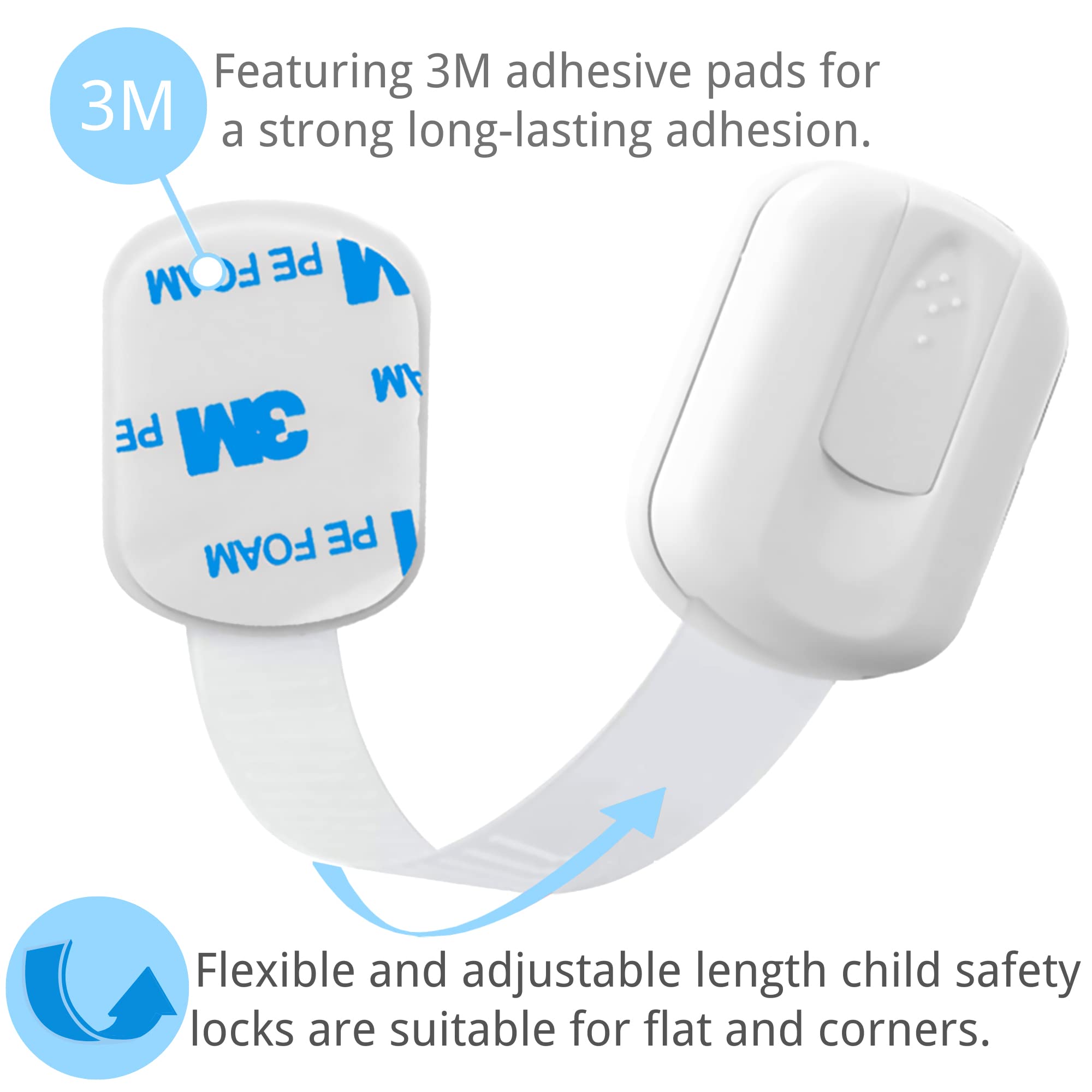 Lot de 10 Serrures de Sécurité Bébé pour Tiroirs et Armoires Lubibi, Ajustable Facile à Installer