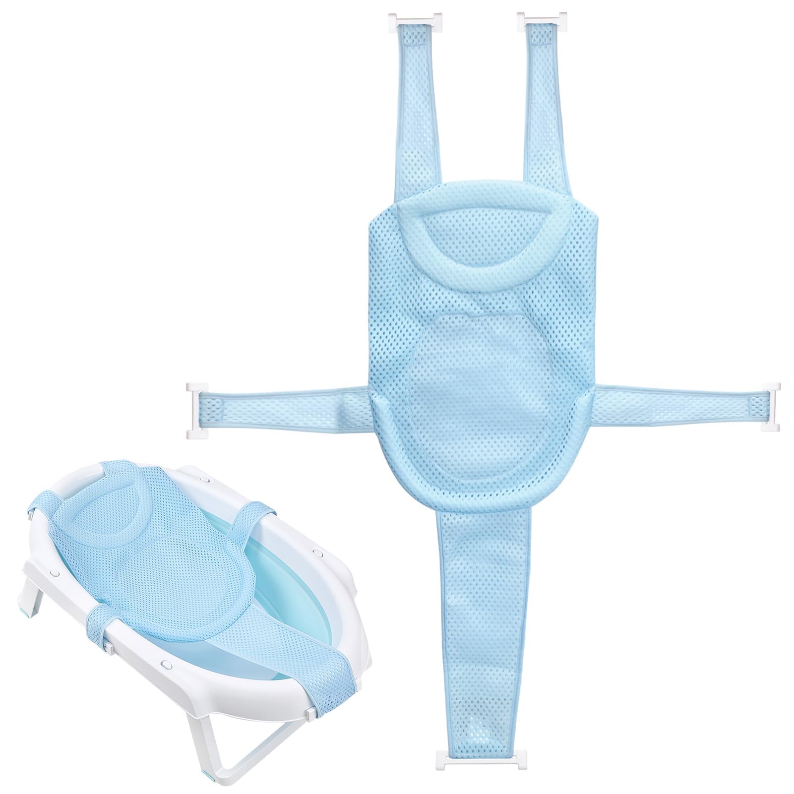 Colorlife Baby Bath Seat Support Net Infant Bathing Seat Support Mat, Adjustable Comfortable Non-Slip Five-Pointed Baby Shower Net Bathtub Sit Up Mesh