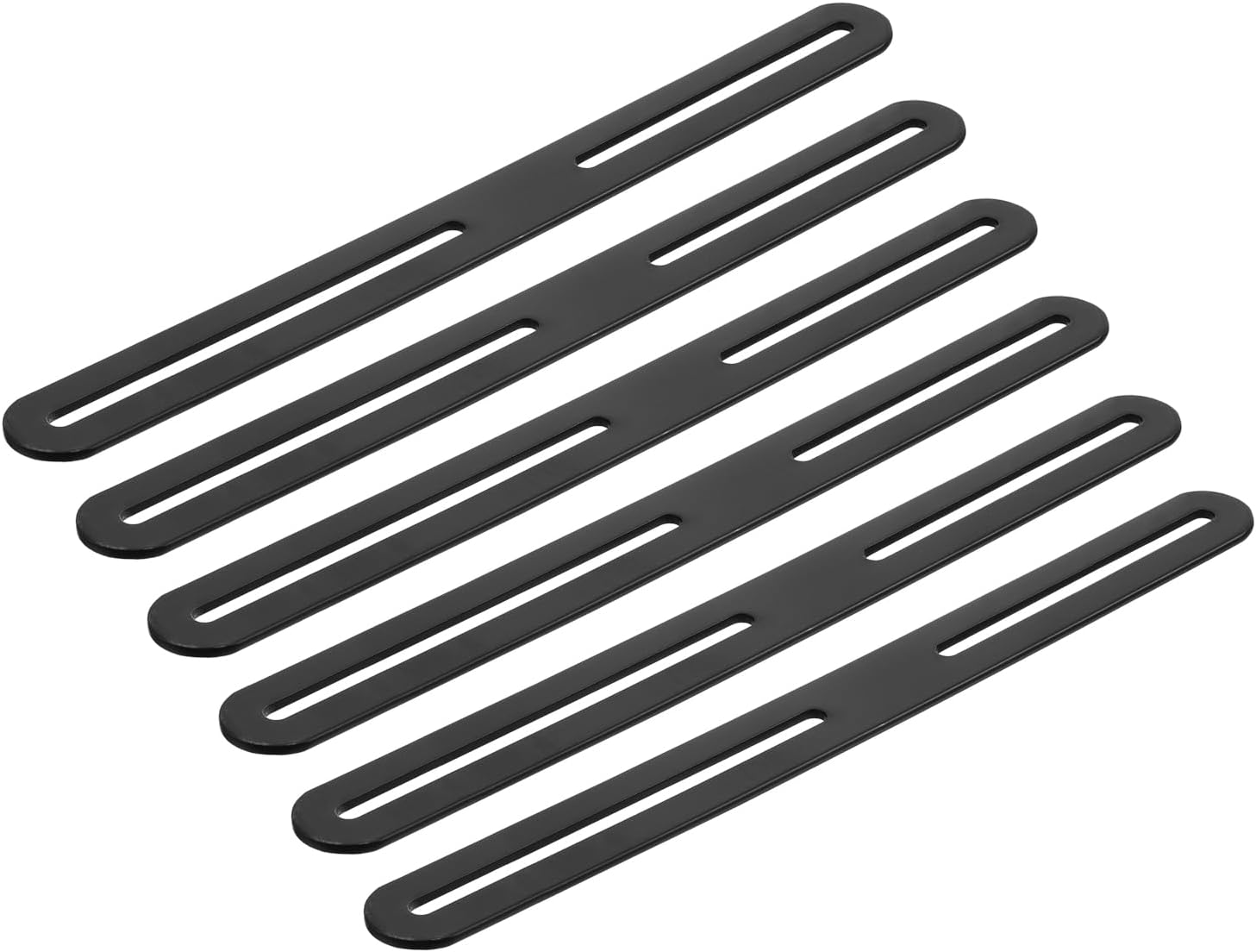uxcell 6Pcs Adjustable Flat Mending Plate Support with Slot, 11.02 x 0.94 Inch Stainless Steel Slotted Straight Brace Brackets for Wooden Furniture, Black