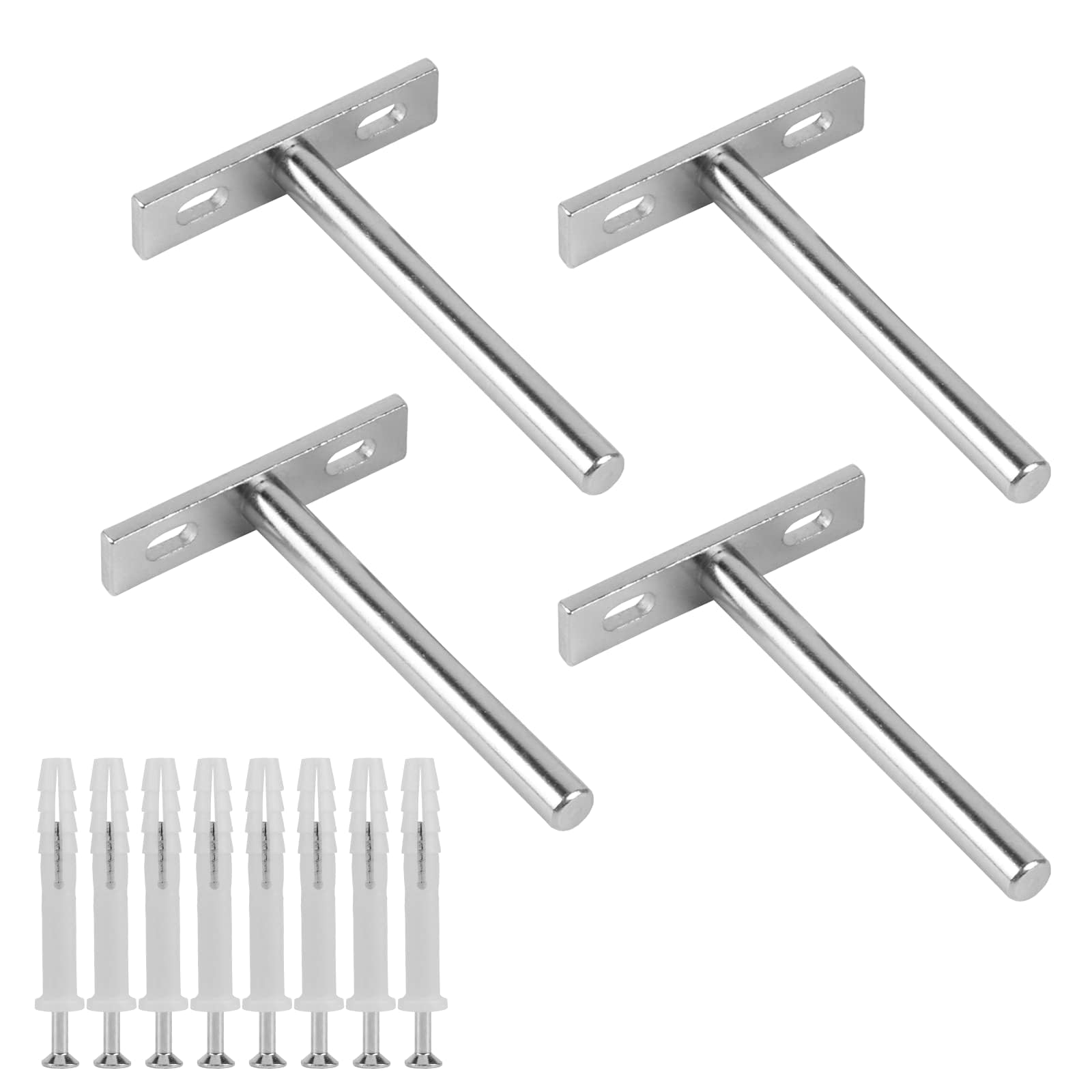 Anhoer 4Pcs Floating Shelf Brackets 3 Inch / 75mm, Heavy Duty Concealed Solid Steel Wall Bracket