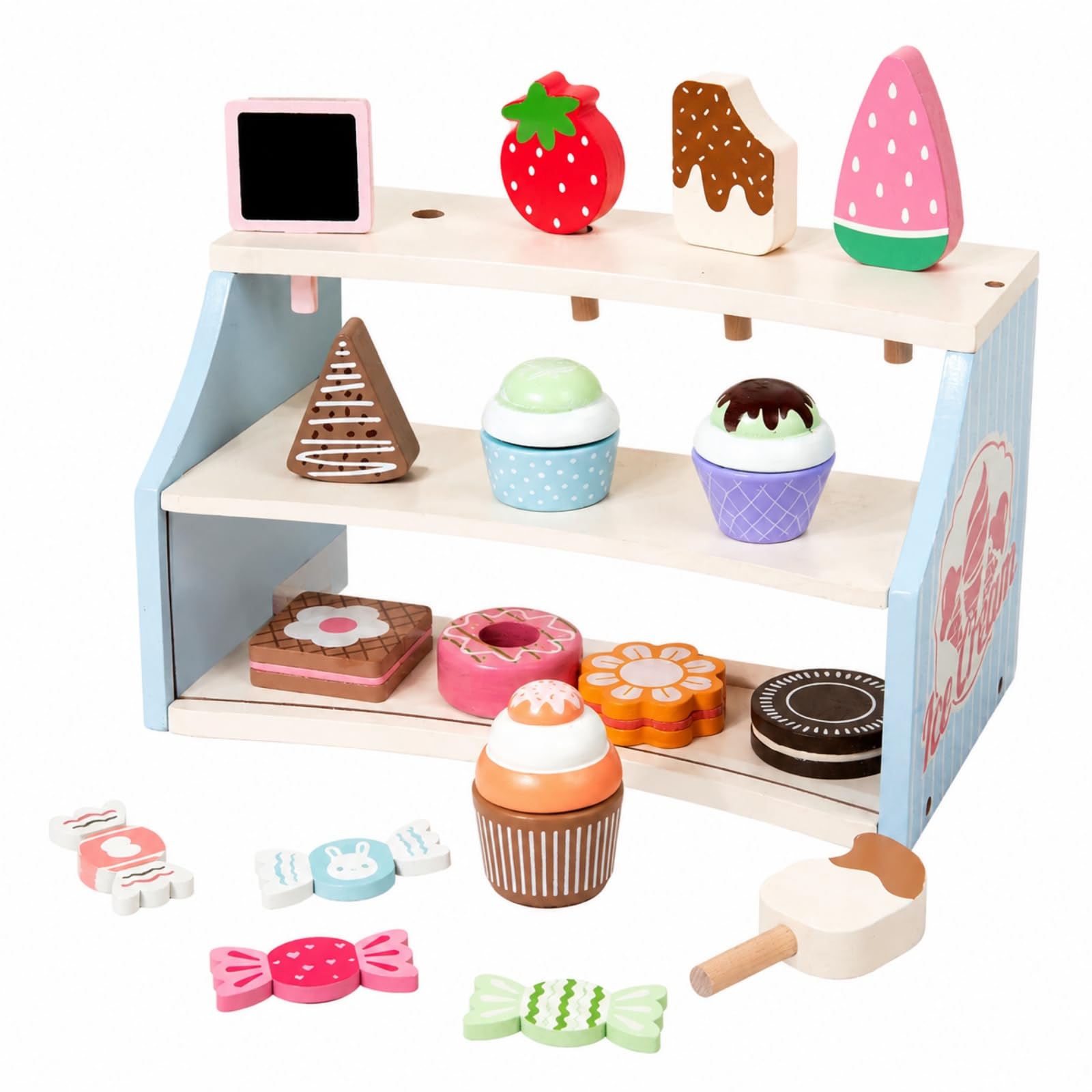 Negozio di Gelati Giocattolo con Accessori Autoportante Stand di Gelato Giocattolo Immaginativo Set da Gioco per Scuola Dell'infanzia