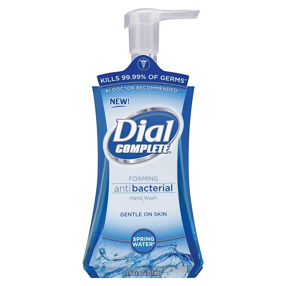DialComplete Foaming Antibacterial Hand Soap, 7.5 Oz, Springwater/Blue