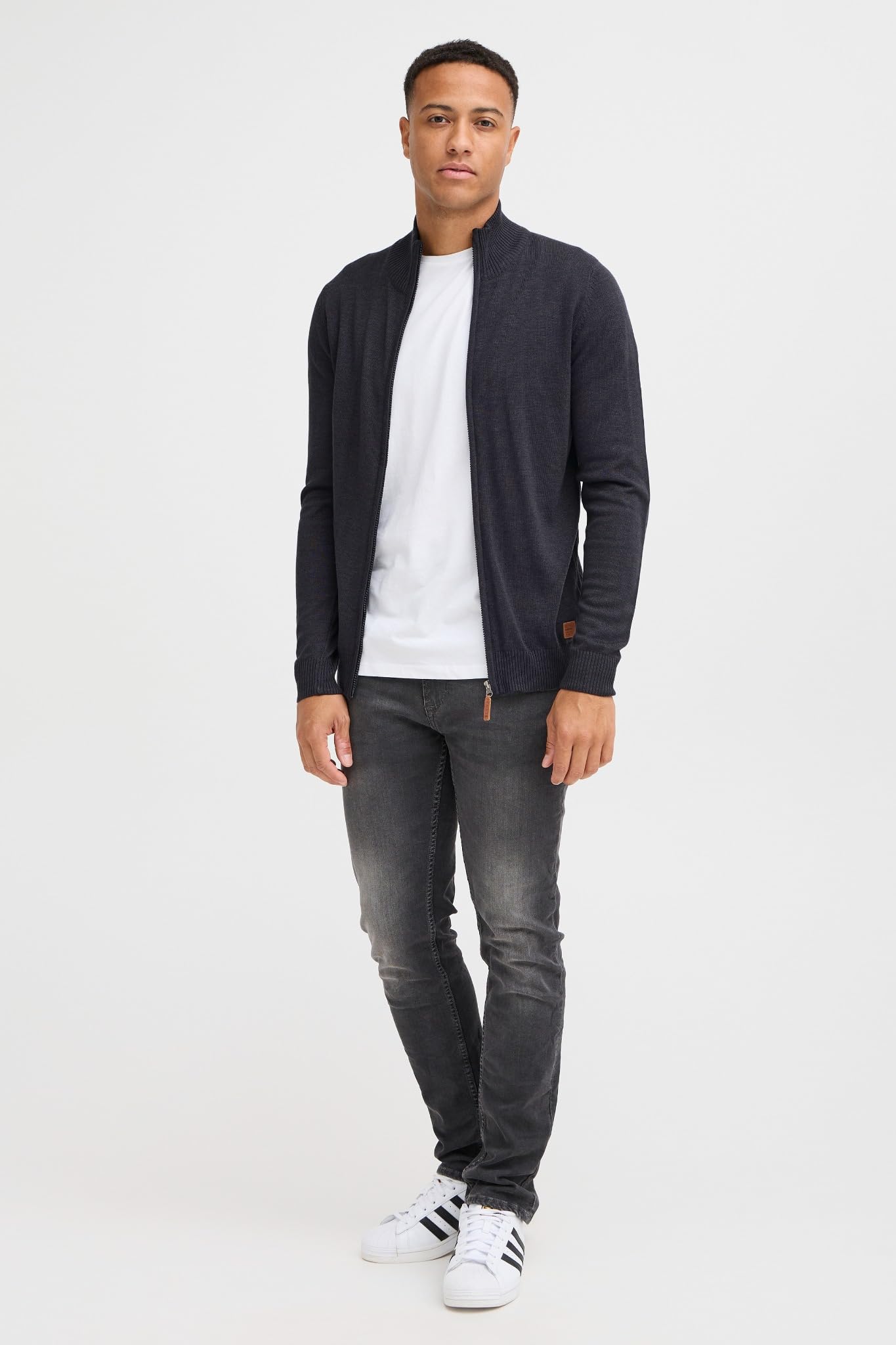 BLEND Norman Cardigan Maglione Maglia con Bottoni da Uomo con Collo Alto Stampa