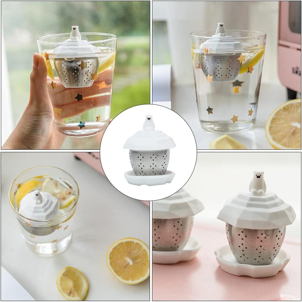 Polar Bear Floating Tea Strainer Stainless Steel Silicone Tea Filter