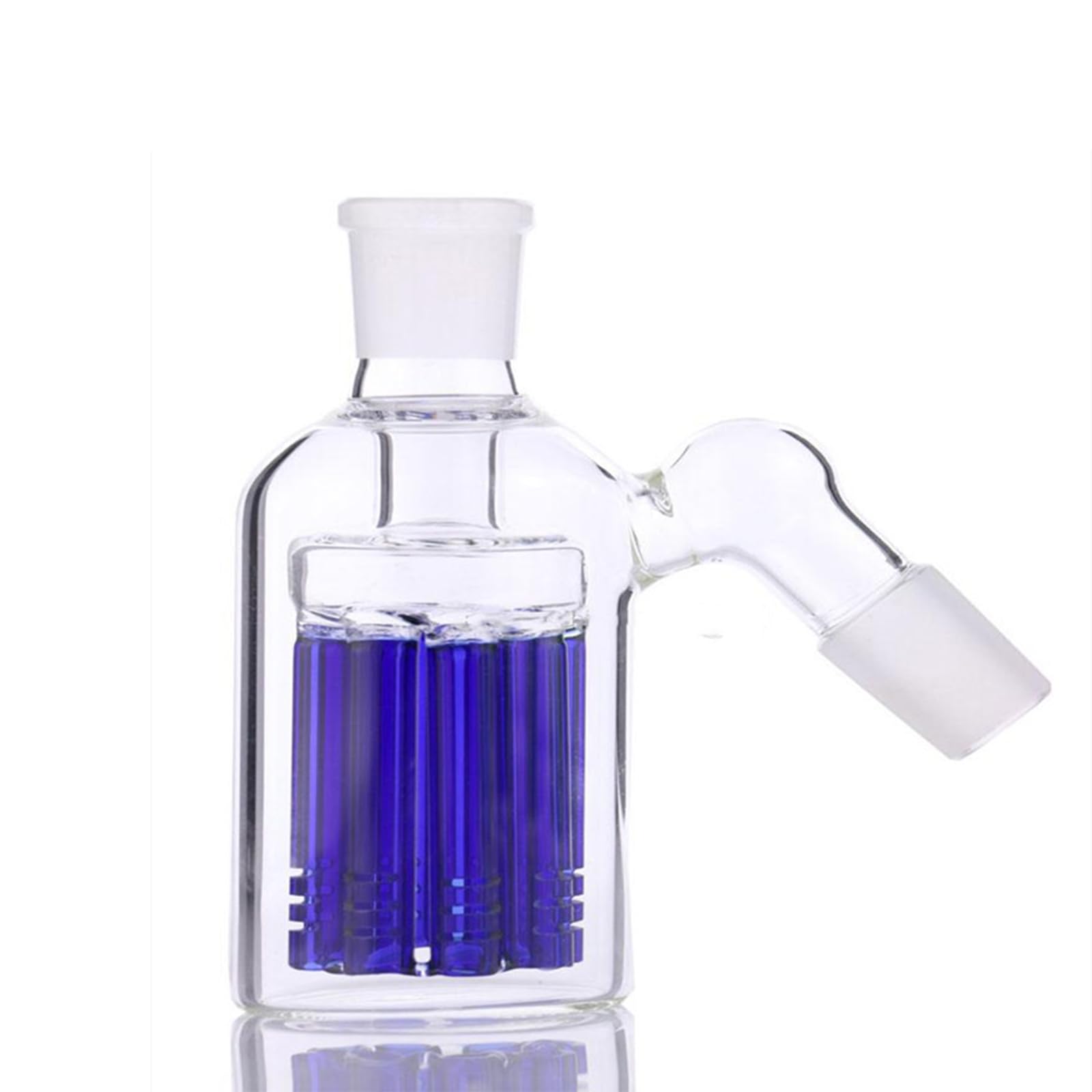 14mm Glass Ash Catcher, Ash Catcher Holder with Silicone Container for Smoking Pipes Filter Glass Water Bubbler Ashcatcher (Blue)