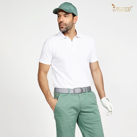 JASGOOD Men Elastic Braided Woven Stretch Belt 1 3/8 Casual Belt Golf Belt for Jeans Pants