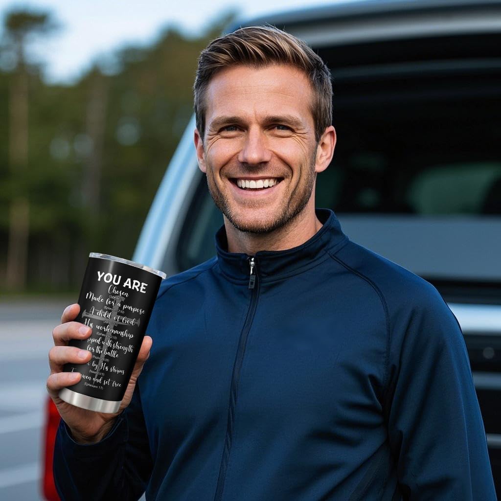 Christian Gifts for Men, Religious Gifts for Men, Catholic Inspirational Spiritual Gift Coffee Tumbler Cup Mug Stainless Steel 20oz 1PC, Man of God Tumbler - Image 3