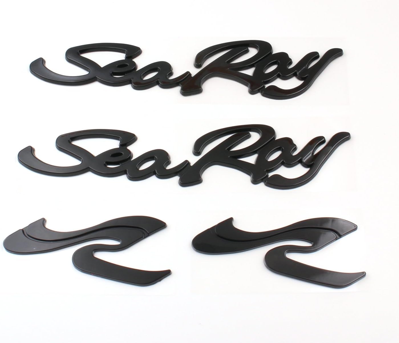 4PCS Sea Ray Searay SR Script Gloss Black Emblem Badge Boat Logo 12-3/4" New (Gloss Black)