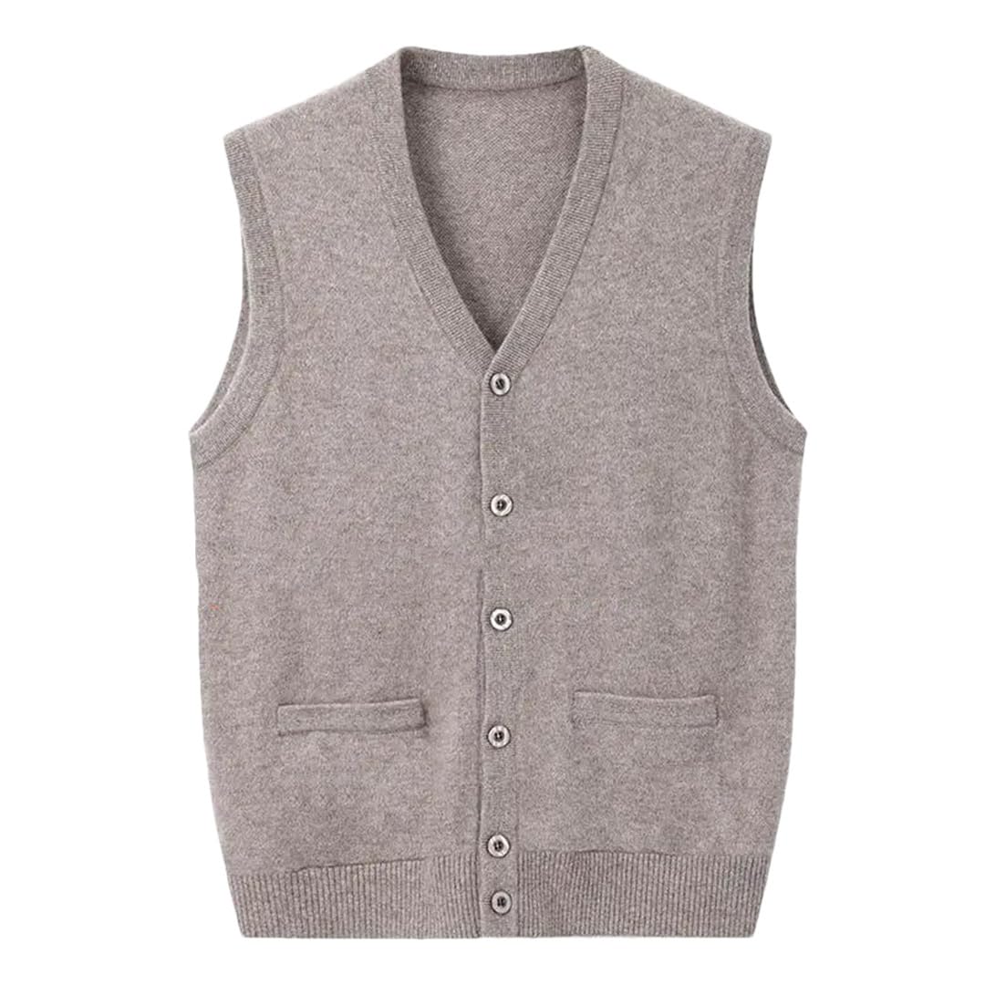 Chaleco de invierno para hombre, de cachemira, sin mangas, de punto grueso, casual, cuello en V