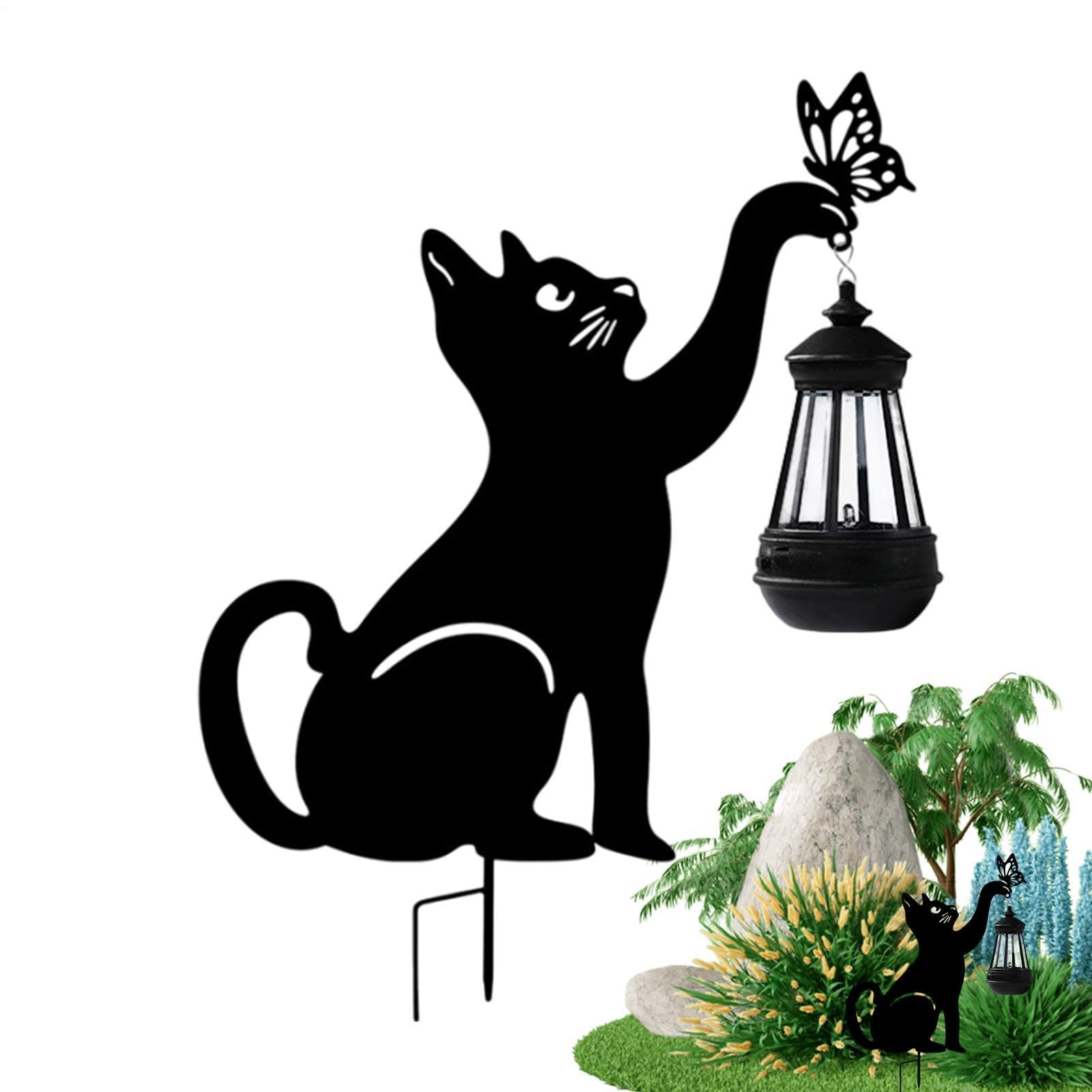Zewnętrzna Lampka Solarna Ozdobna Lampa w Kształcie Kota do Ogrodu