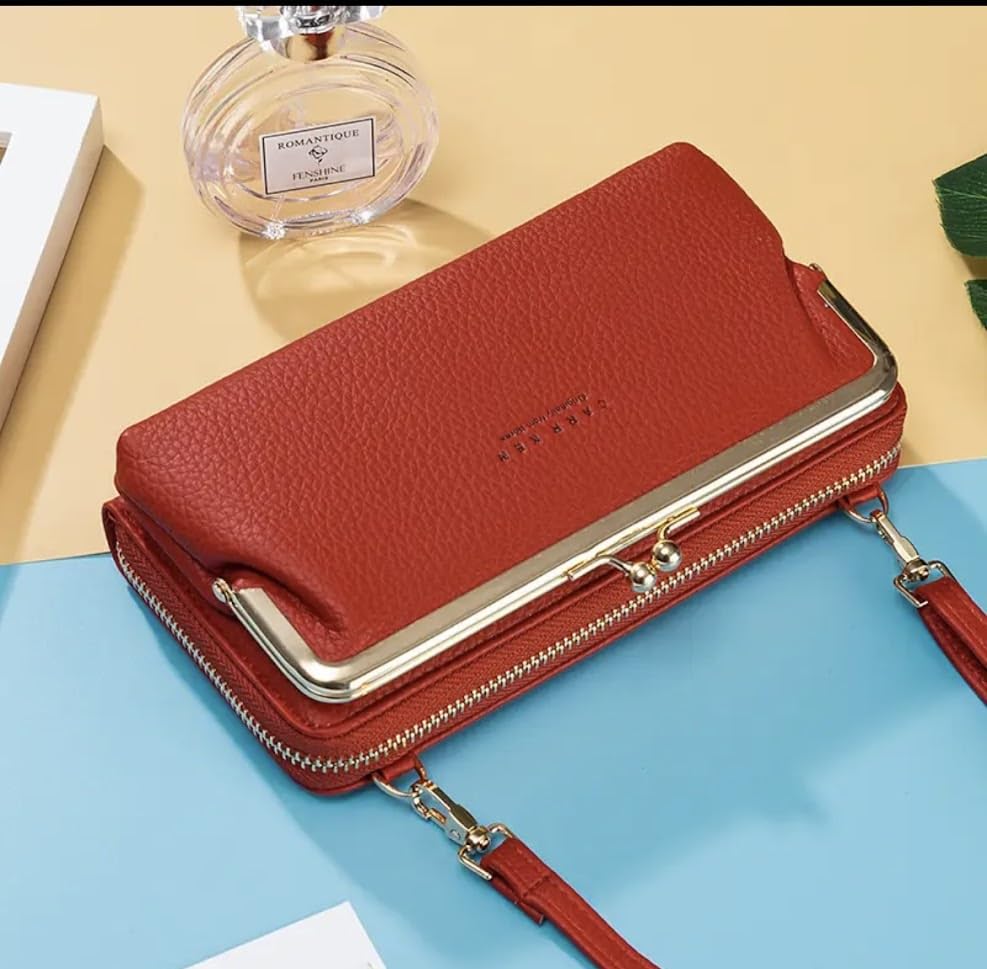 Vegan leather Crossbody stylish women handbag wallet with phone pocket for easy access, Adjustable straps,vintage look2