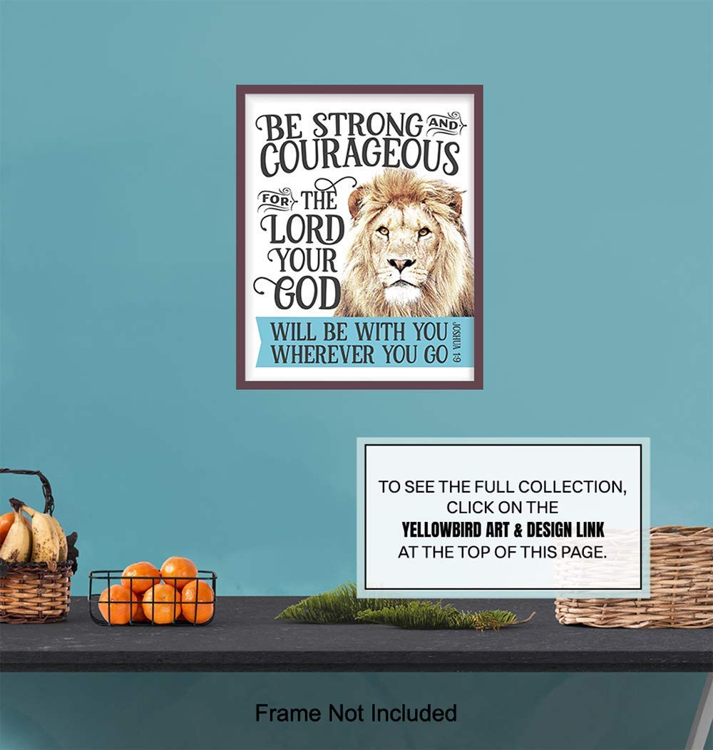 Buy Be Strong and Courageous Wall Art Lion Religious Scripture Decor