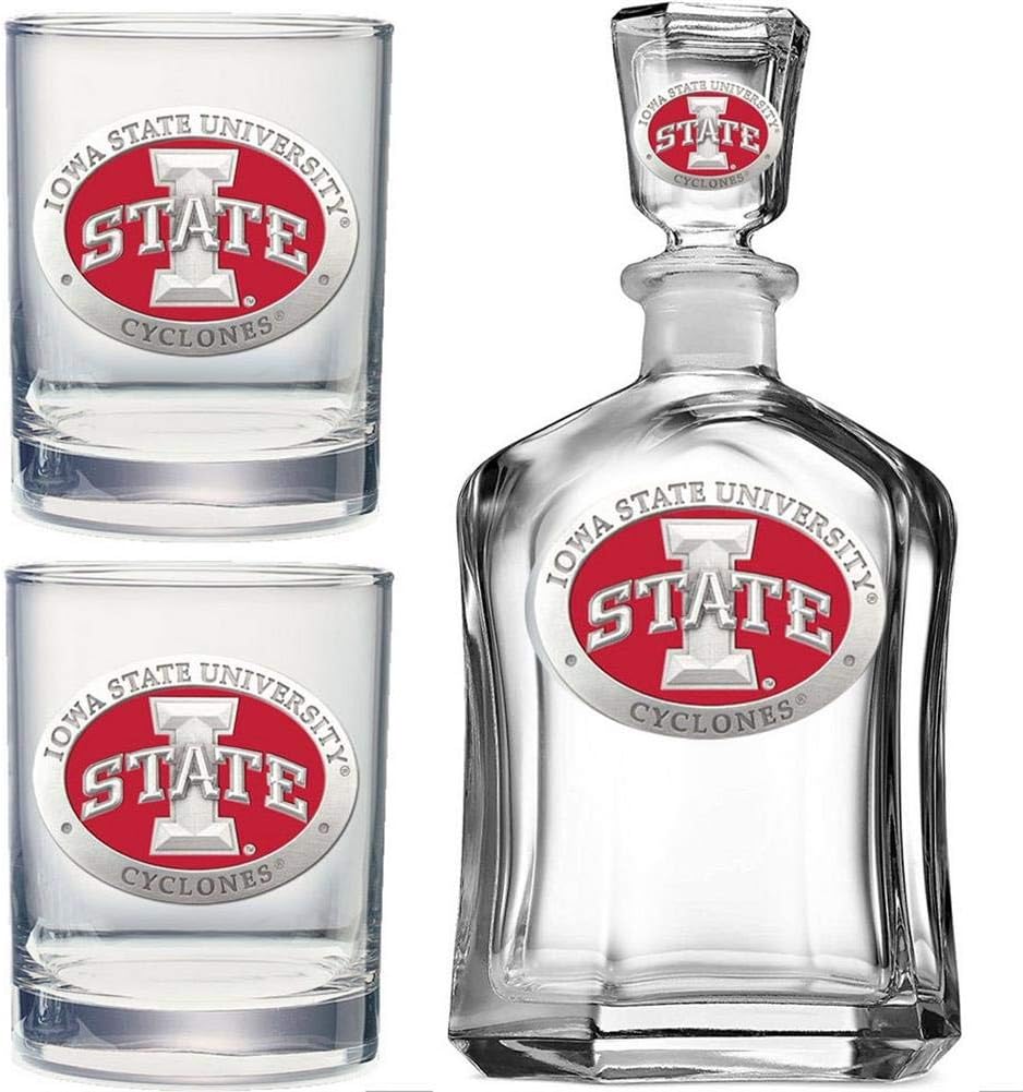 Heritage Pewter Iowa State Decanter with 2 Glasses