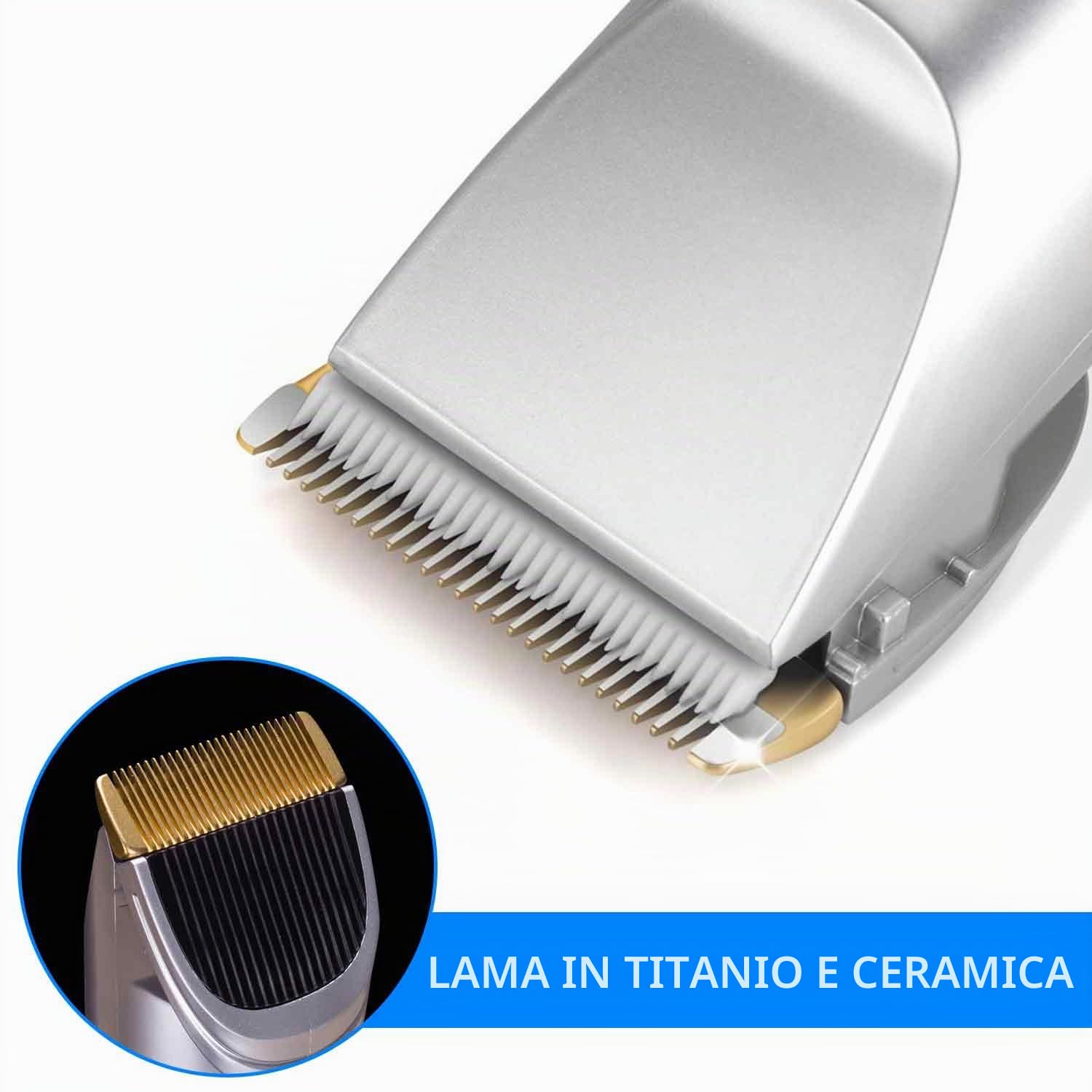 Surker Rasoio Elettrico Regolatore Barba e Capelli a 4 pettini e 5 lunghezze selezionabili 2 batterie