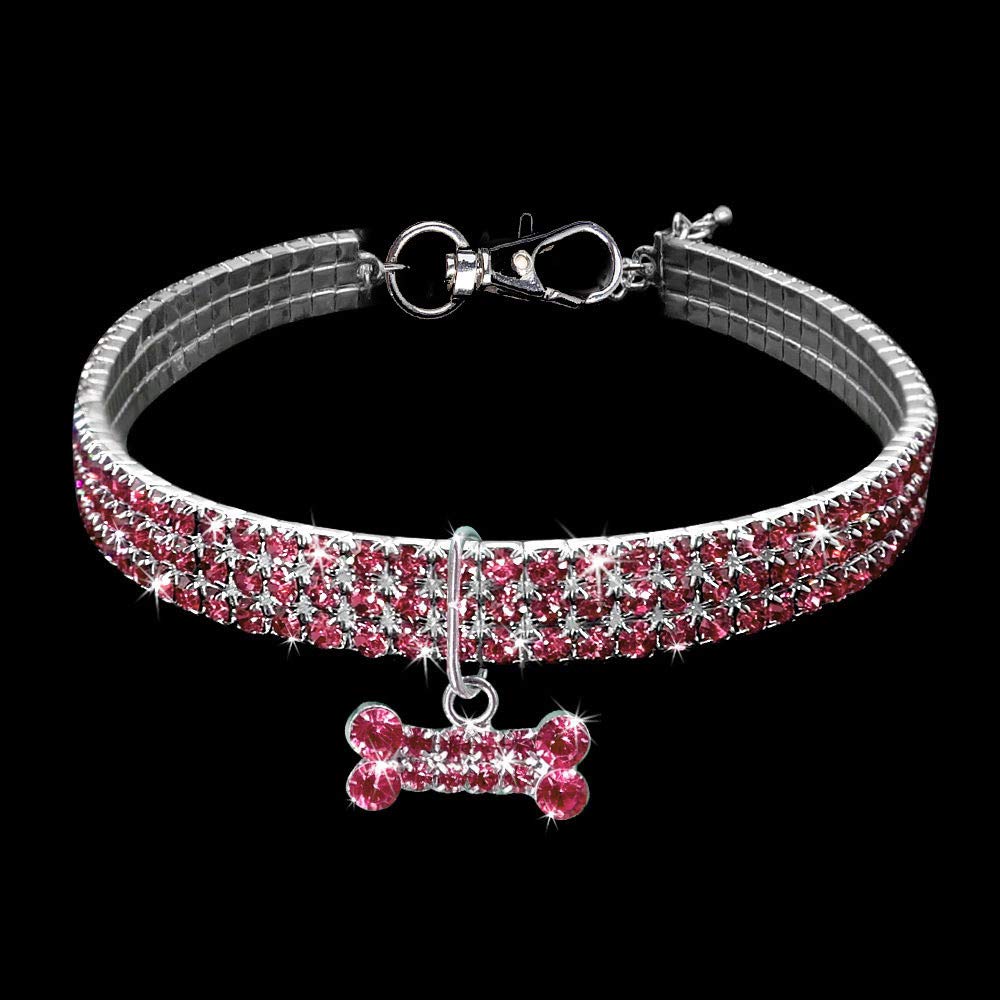 Dogs Kingdom Amazing 3 Rows Rhinestones Necklace Pet Cat Dog Collar Bling Rhinestone Bone Jewelry Party Wedding Accessories,Red,S:8-10" Neck (B07X21FZ6C) Amazon Price History, Amazon Price Tracker