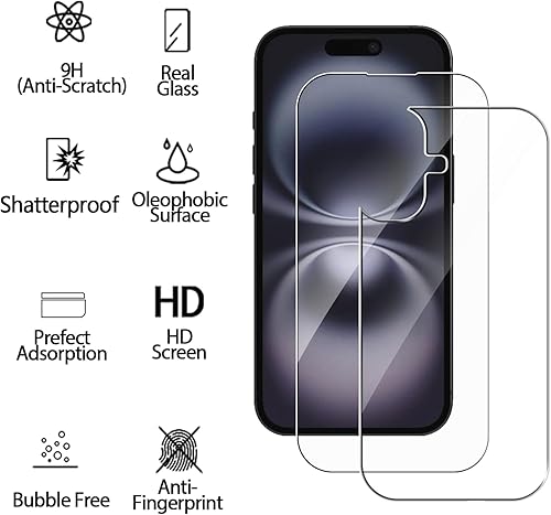 Miniatura 10 de Protector de pantalla frontal y trasera compatible con iPhone 15 Pro Max de 6.7 pulgadas, 2 protectores frontales, 2 protectores traseros + 2