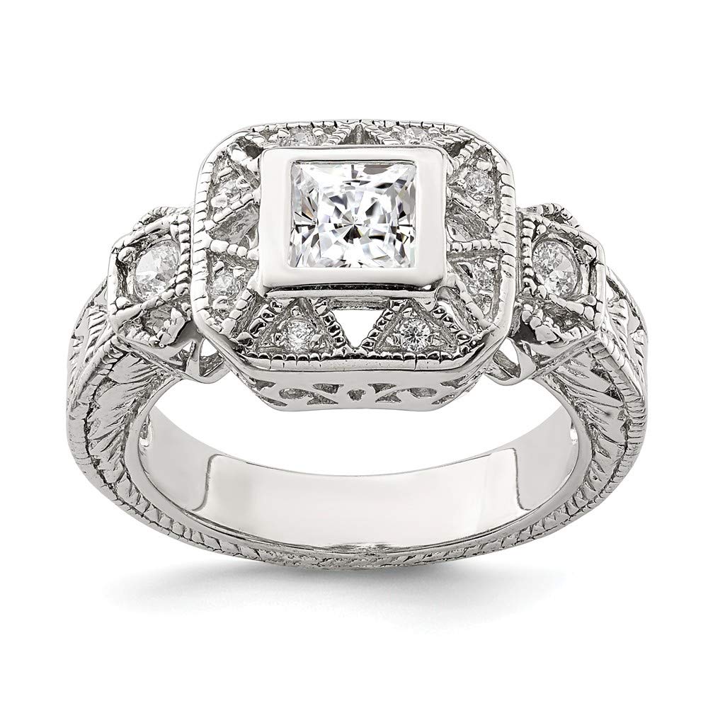 925 Sterling Silver Cubic Zirconia Cz Antique Style Band Ring Size 6.00 Fine Jewelry Gifts For Women