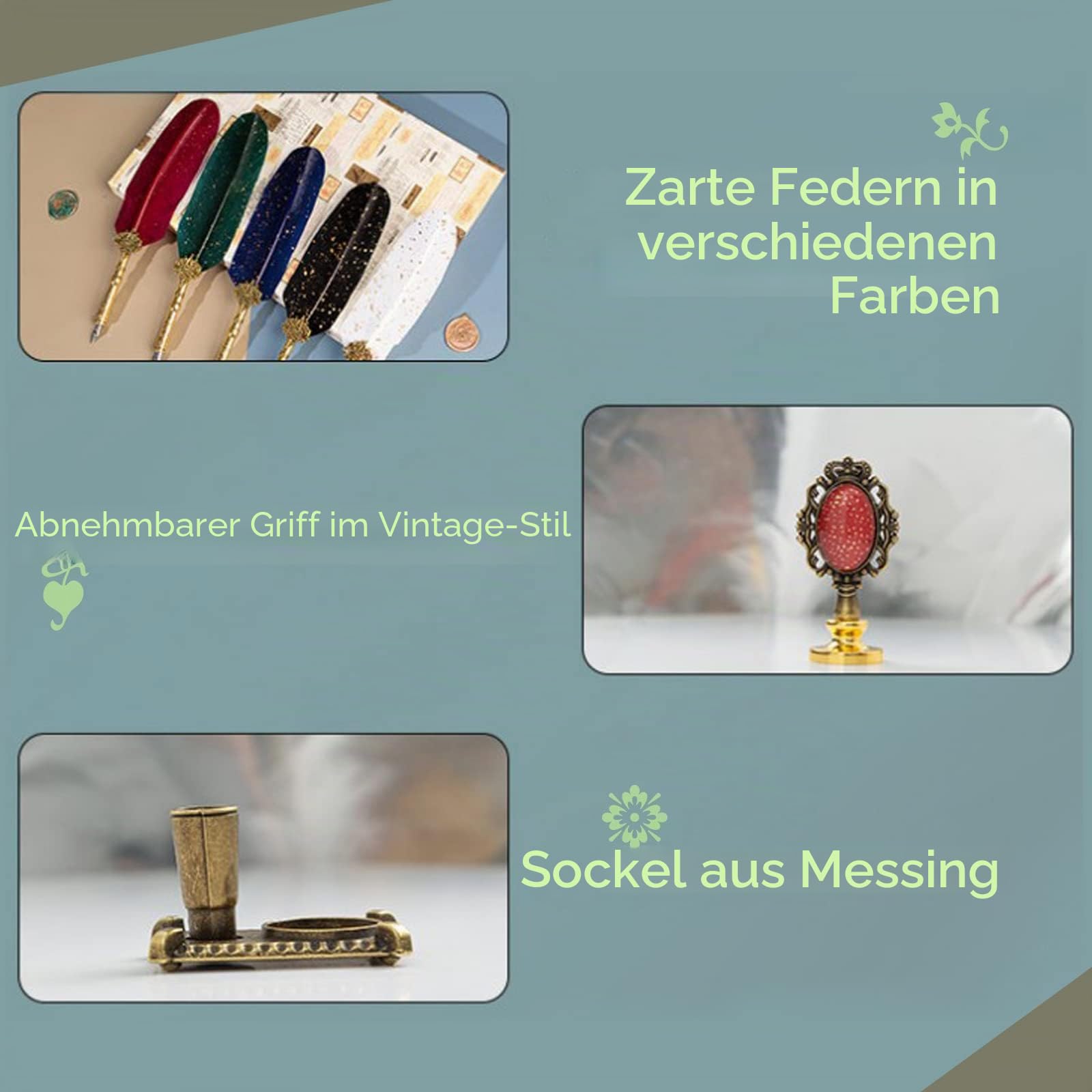 Joyeee Feder Kalligraphie Stift Set, Dip Pen Kalligraphie Set enthalten Siegelwachs Perlen, Ersatzspitzen zum Schreiben, Journaling, Zeichnen, Unterschrift, Hochzeit, Retro Dekoration Geschenk