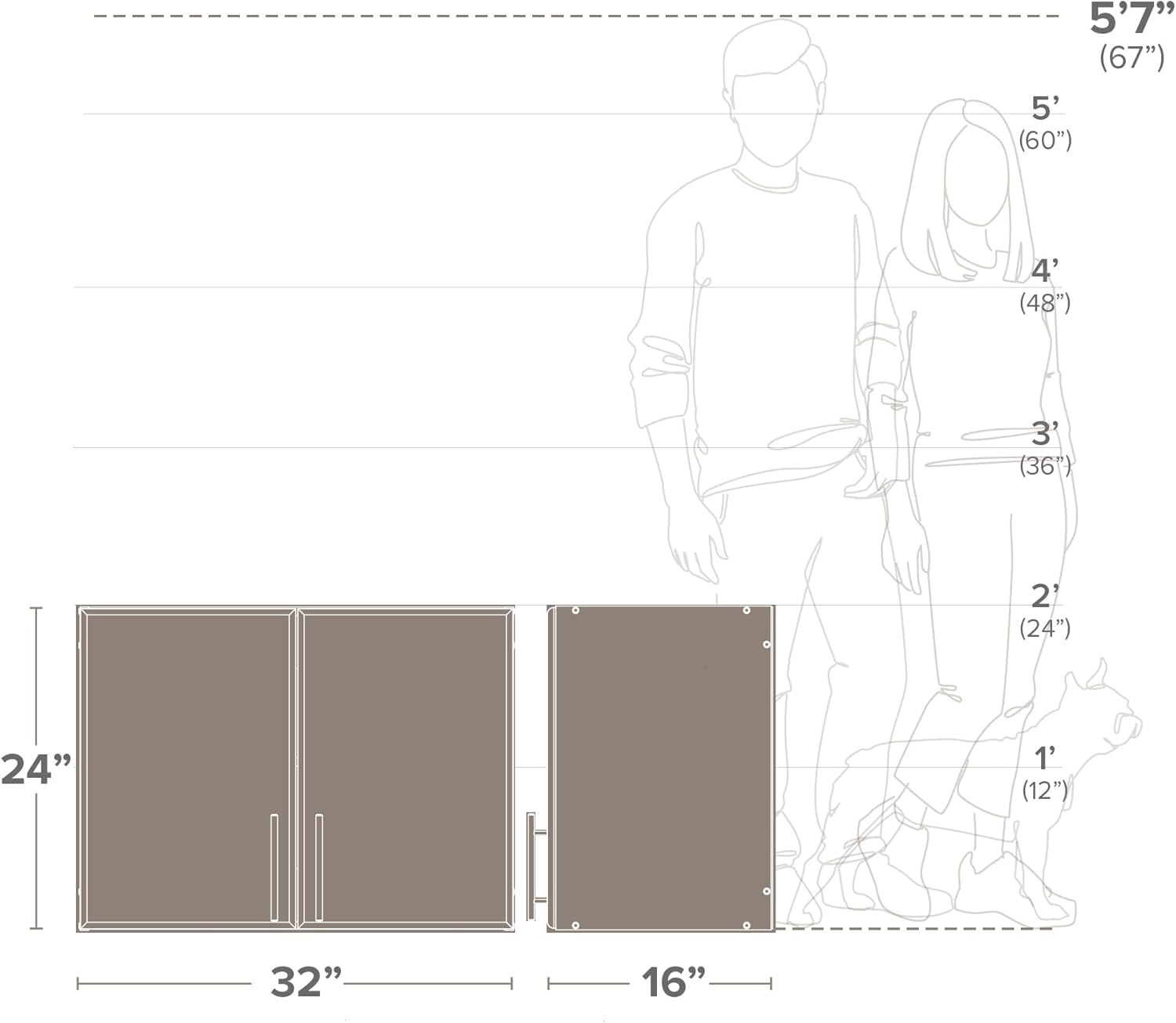 Prepac Elite Wall Cabinet Bundle with 5-Drawer Dresser Chest, Black and Espresso Brown