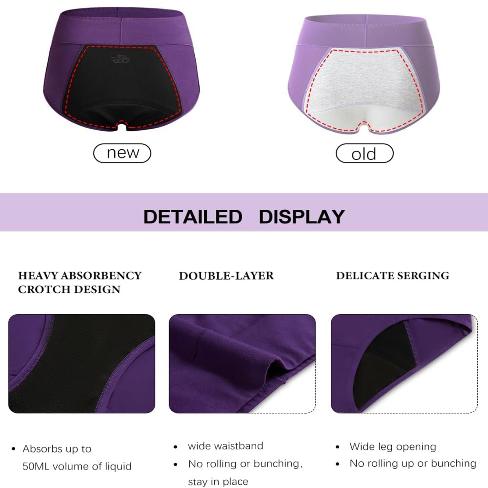 Ropa Interior para incontinencia, Bragas de algodón para Mujer, Ropa Interior posparto Transpirable, Bragas de algodón menstruales a Prueba de Fugas, Paquete de 5 (A XL) (C 8XL)