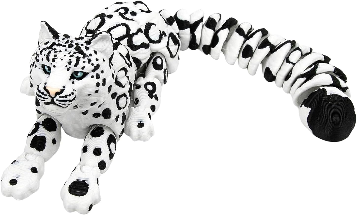 3D Printed Snow Leopard Articulated Flexible Animal Toy Movable Limbs and Tail Fidget Toy PLA Material Desk Decor for Home Office Wildlife Gift for Collectors and Kids