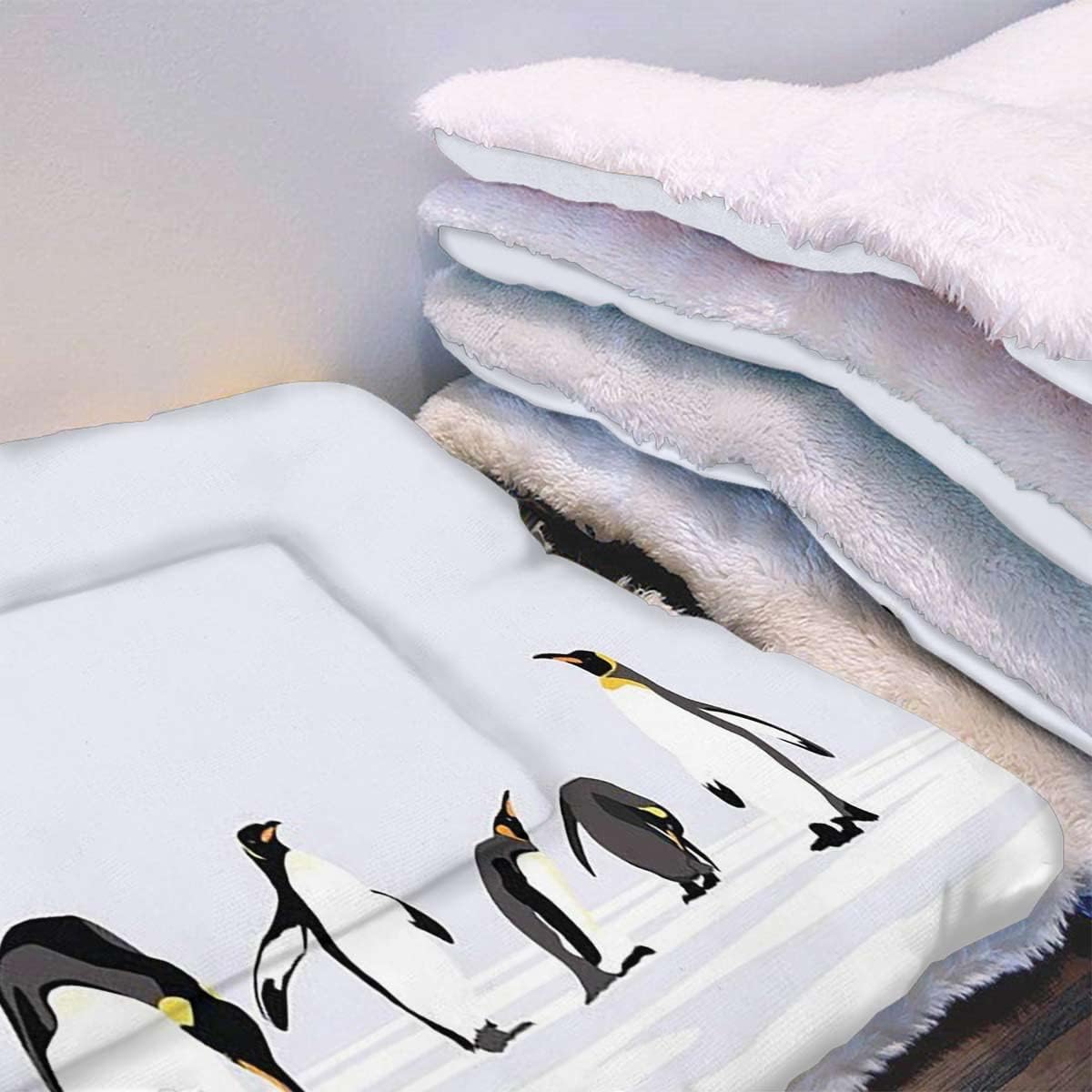 review Black White Grey Non-Electric Pet Warming Pad Penguins on Polar Cold Winter Self Warming Crate Pad with Soft Sherpa Top for Dogs, Cats, Pets by Sea Animals 14