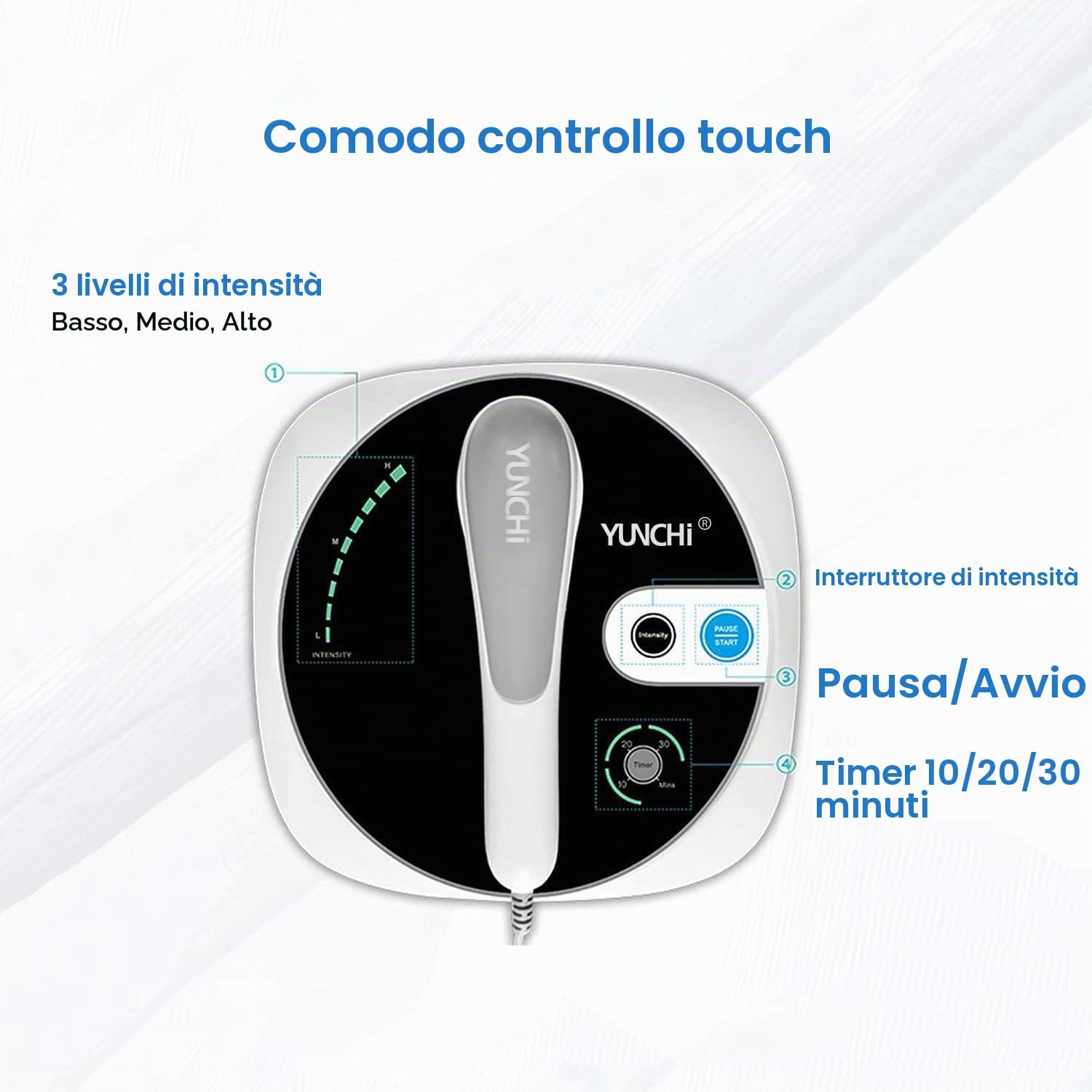 AK-CS-02 Apparecchio per fisioterapia, massaggiatore ad ultrasuoni per alleviare dolori muscolari e articolari, con 3 livelli di intensità e timer (10/20/30 min)