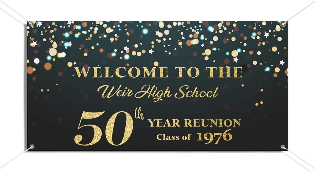 Personalized Class Reunion Banner, Customized with School Name and Graduation Year Printed on 13oz Heavy Duty Vinyl, Welcome Back Alumni Celebration Sign with 4 Corner Grommets for Event Décor #11