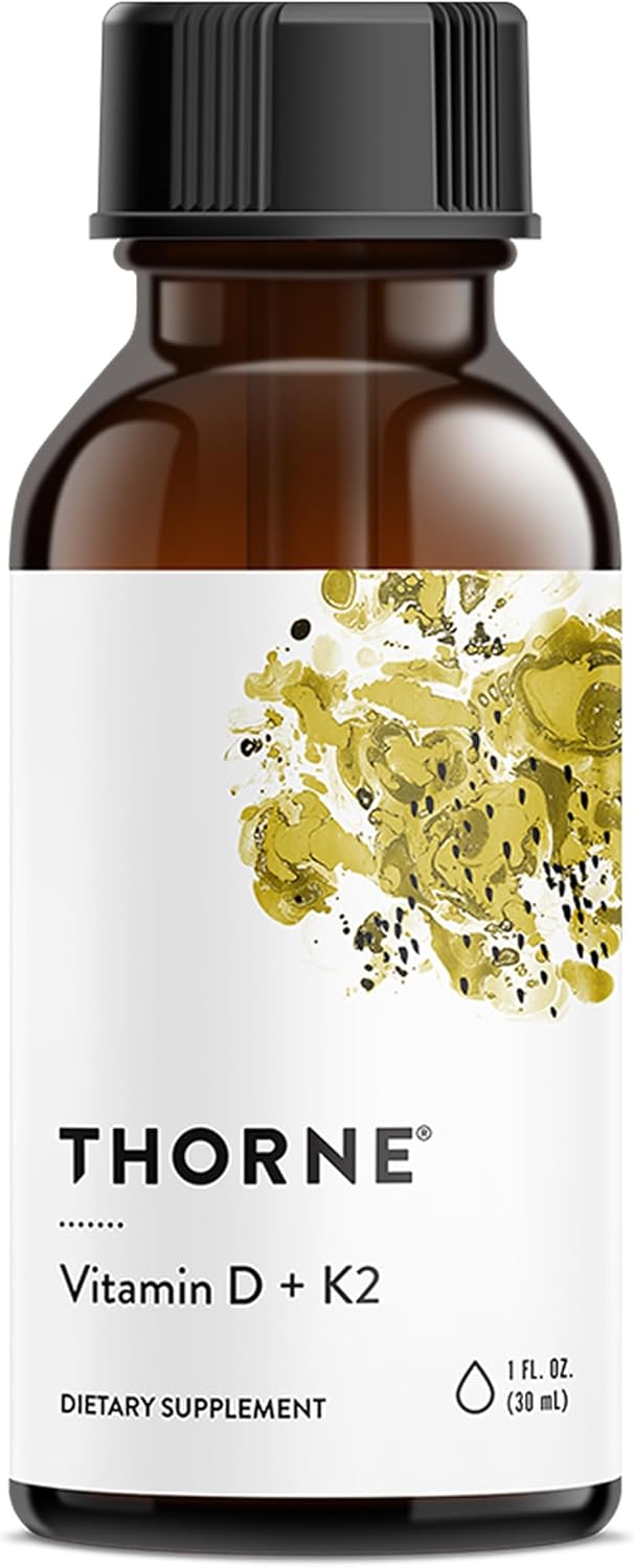 THORNE - Vitamin D + K2 Liquid with a Metered Dispenser - Vitamins D3 & K2 to Support Healthy Bones & Muscles* - 1 Fl Oz (30 ml) - 600 Servings