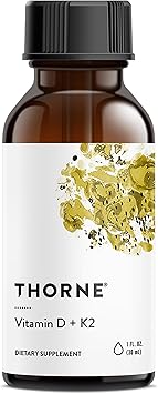 THORNE - Vitamin D + K2 Liquid with a Metered Dispenser - Vitamins D3 & K2 to Support Healthy Bones & Muscles* - 1 Fl Oz (30 ml) - 600 Servings