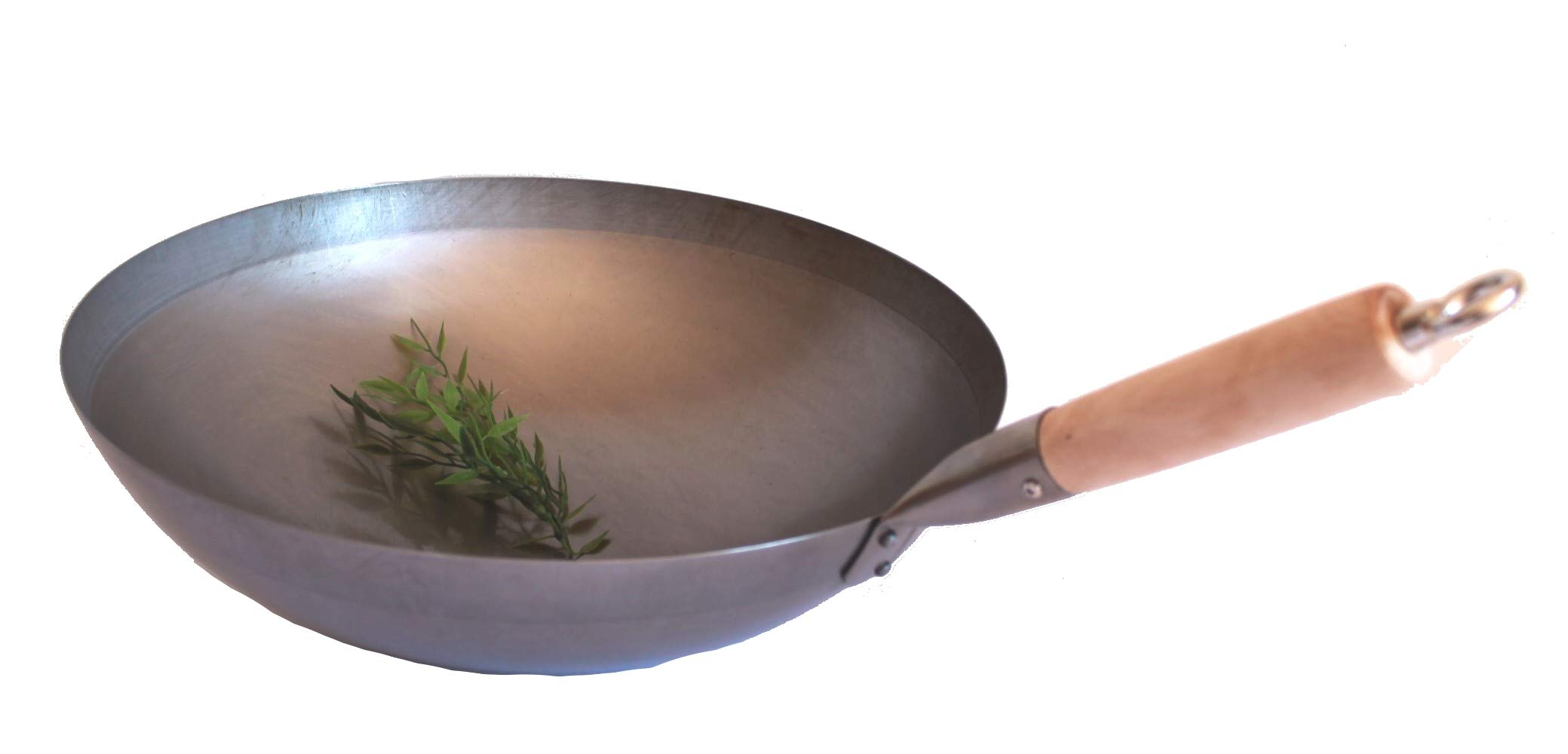 Wok Fondo Arrotondato, Ø 40 cm, per Gas, con manico in legno anche da appendere