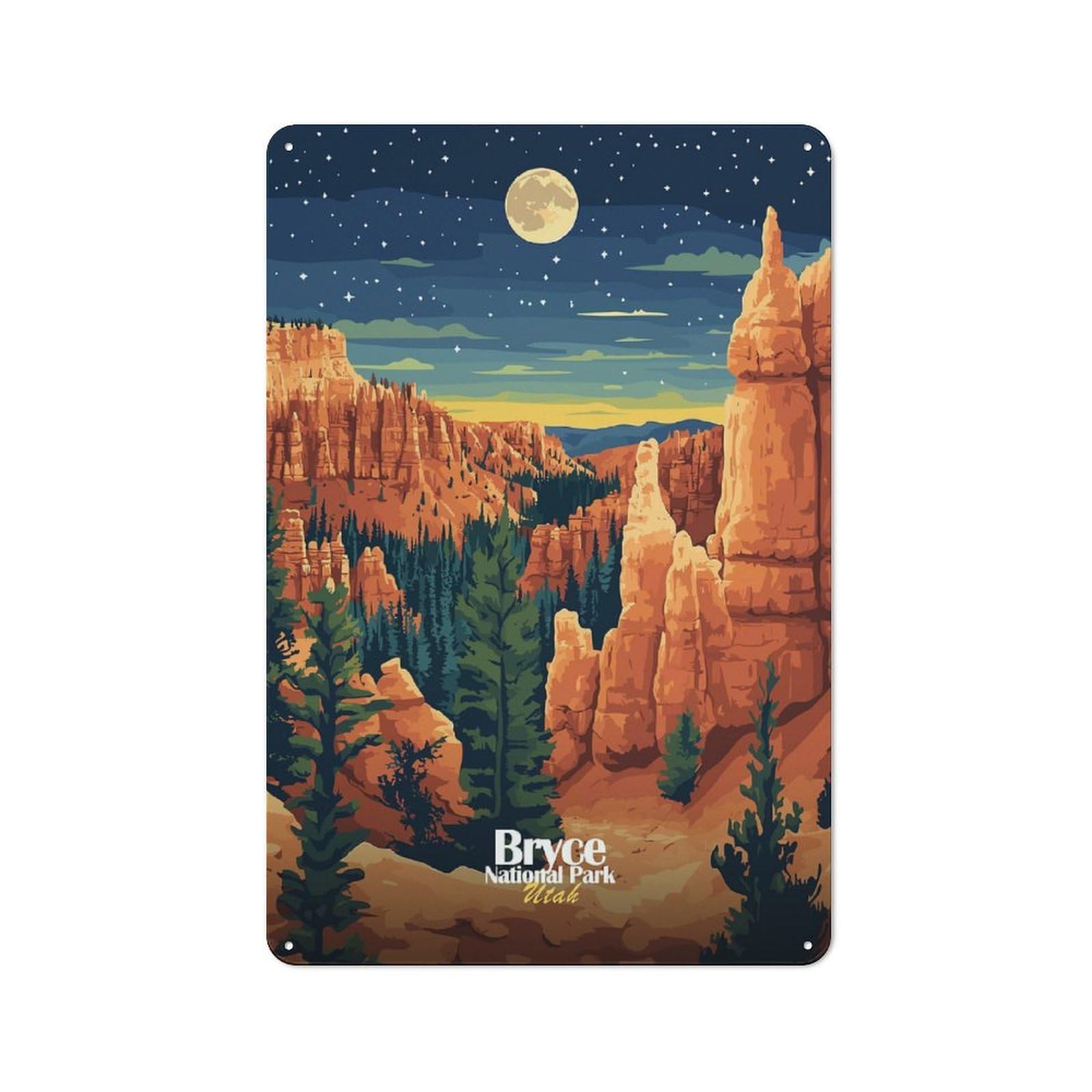 Junmoney Style-6 Cosy Bryce Canyon National Park Metal Plaque 30X20cm, Kitchen Wall Decor For Kitchen, Cafe, Pantry Or Dining Room