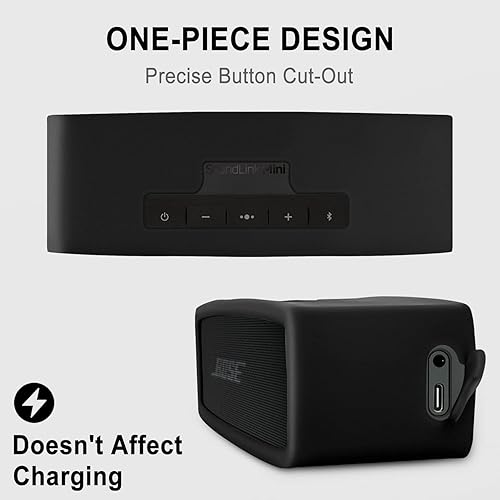 Miniatura 4 de Geiomoo Compatible con Bose SoundLink MiniMini II Funda de transporte de silicona, funda portátil resistente a arañazos y golpes (negro)