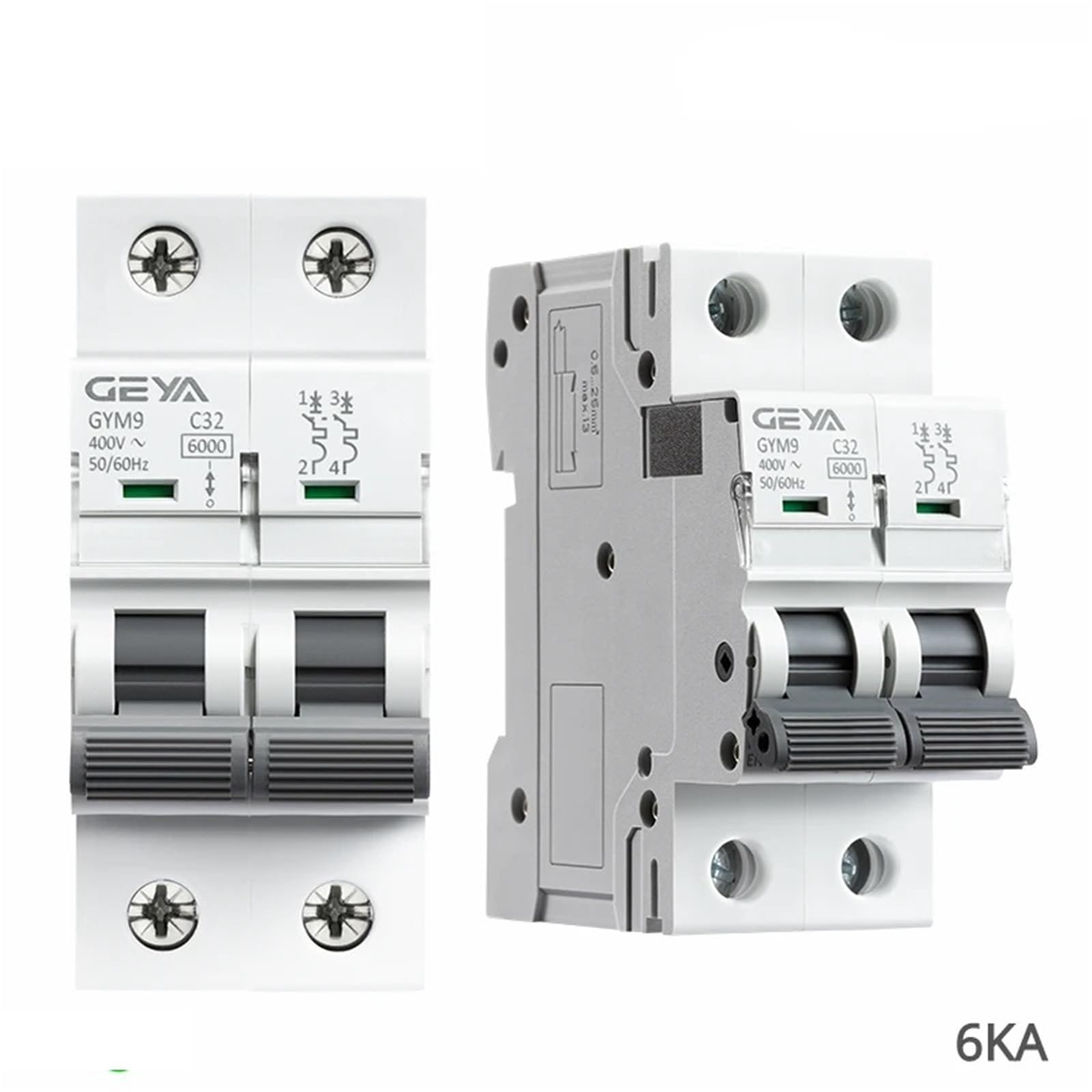 Disjoncteur MCB bipolaire GYM9 for rail DIN 230 V 6 A-63 A CA
