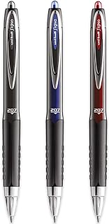 uni-ball Signo UMN-207 Gel Retractable Rollerball Pen - Pack of 3 - Black, Blue & Red Ink