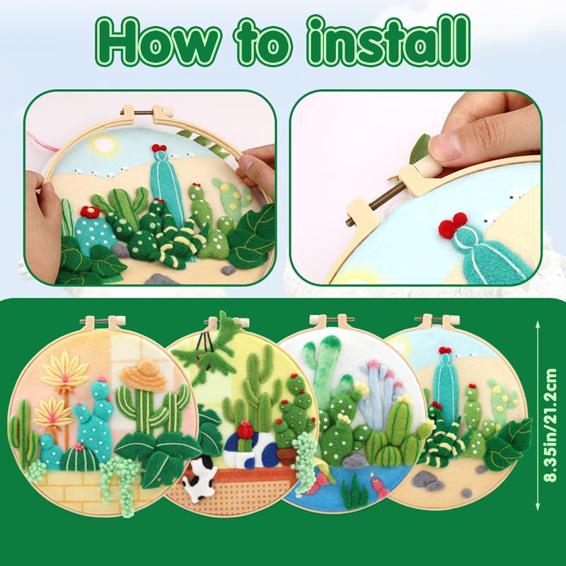 Image of Wonafa DIY Wool Needle Felt Starter Kit, Beginner Needle Felt Kit with Wool Felt Bag, Felts Needles, Photo Frame, Foam Mat, Felts Cloth and Instructions for Home Decor, Art Crafts (Style 5)