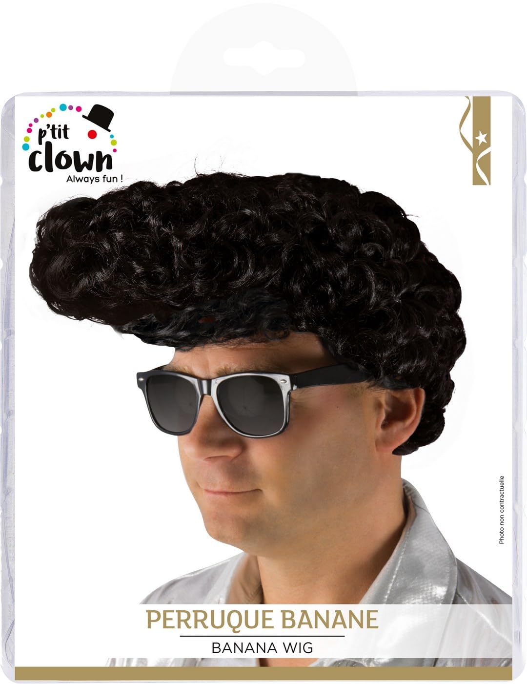 P'TIT CLOWN - Perruque Déguisement Homme - Look Rock'n'Roll, Star - Idéale pour une Soirée Déguisée, Carnavals, Célébrations - Cheveux en Polyester