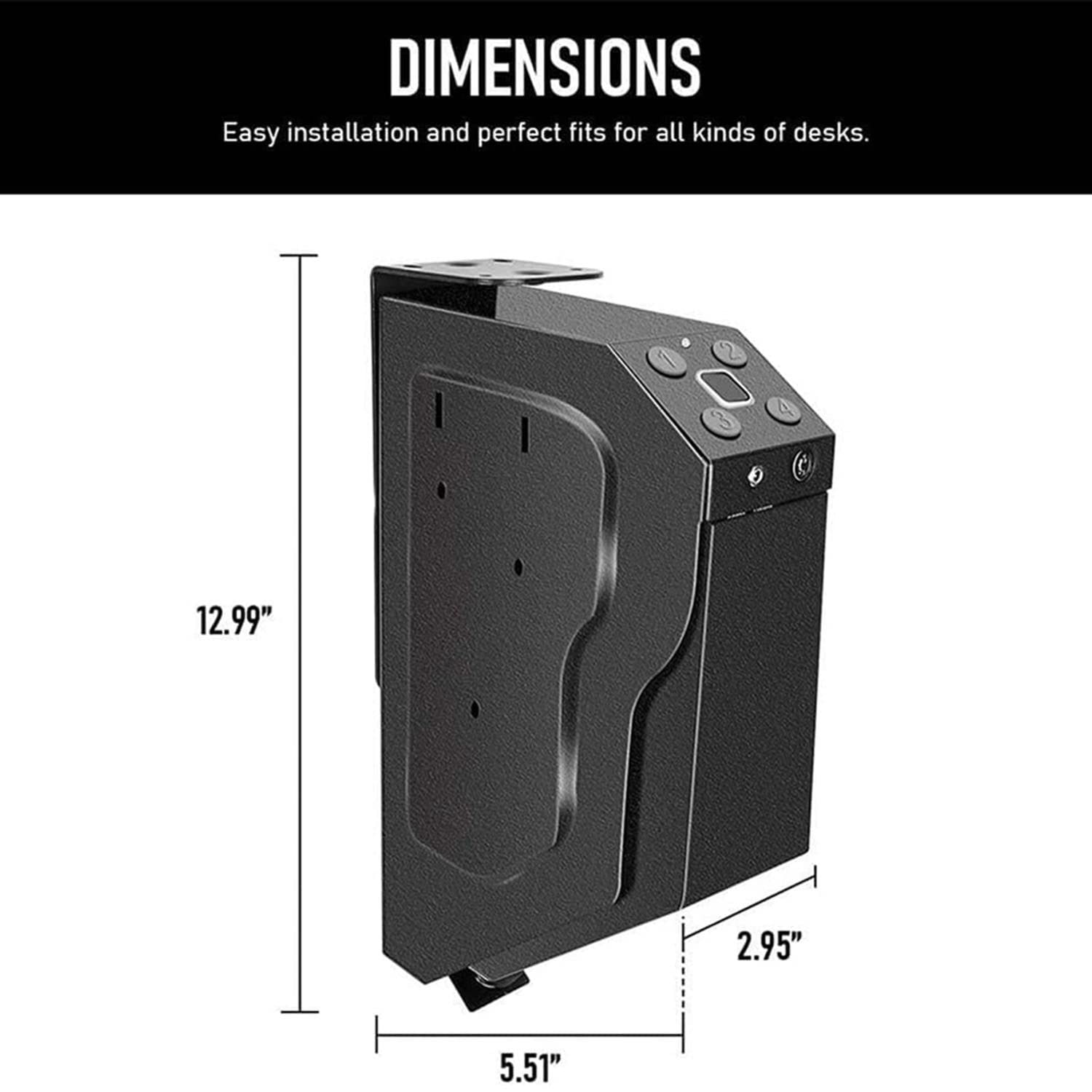 Caja fuerte electrónica para pistola, armario para pistola con huella dactilar/teclado digital/llave de repuesto utilizada para la oficina, el hogar, el almacenamiento de joyas, objetos valiosos